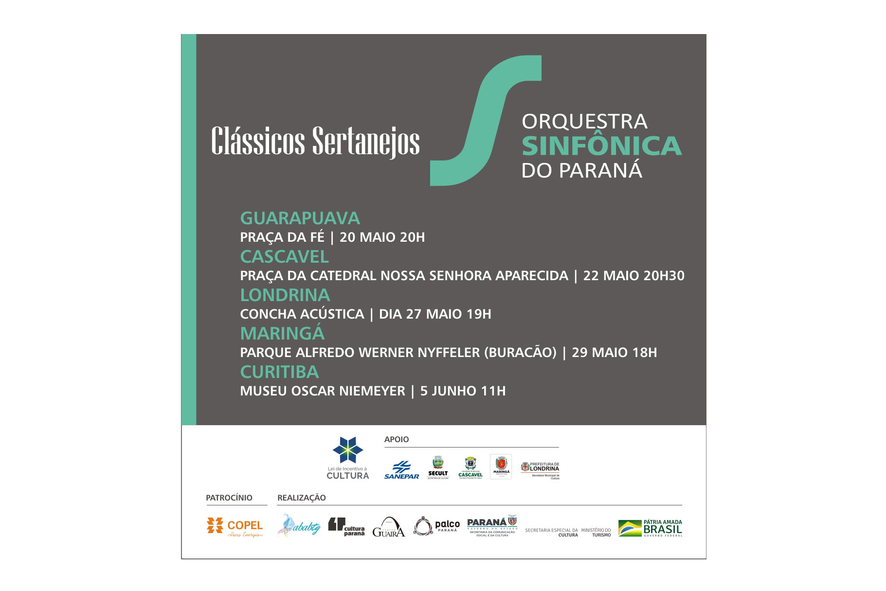 Orquestra Sinfônica do Paraná se apresenta em quatro cidades em maio