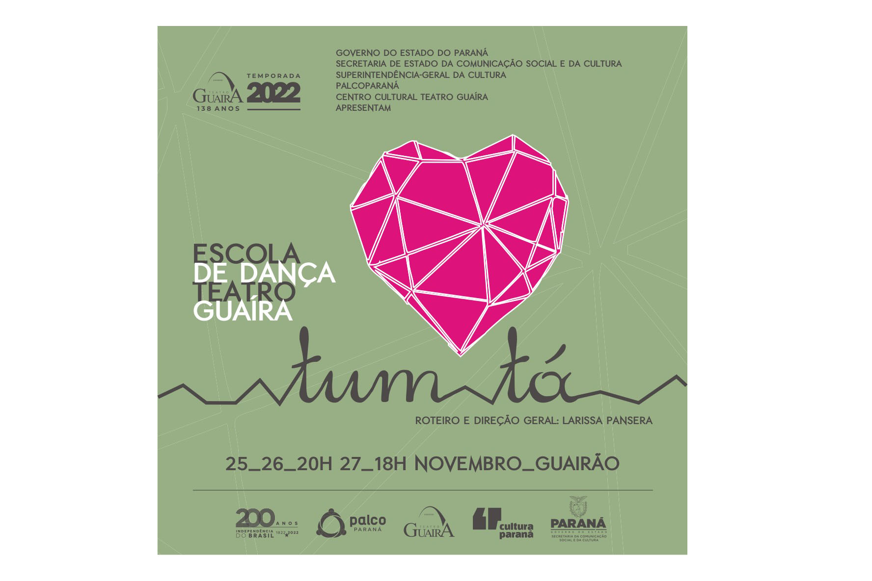 Coração é o protagonista em “Tum Tá”, espetáculo de encerramento do ano da Escola de Dança do Teatro Guaíra