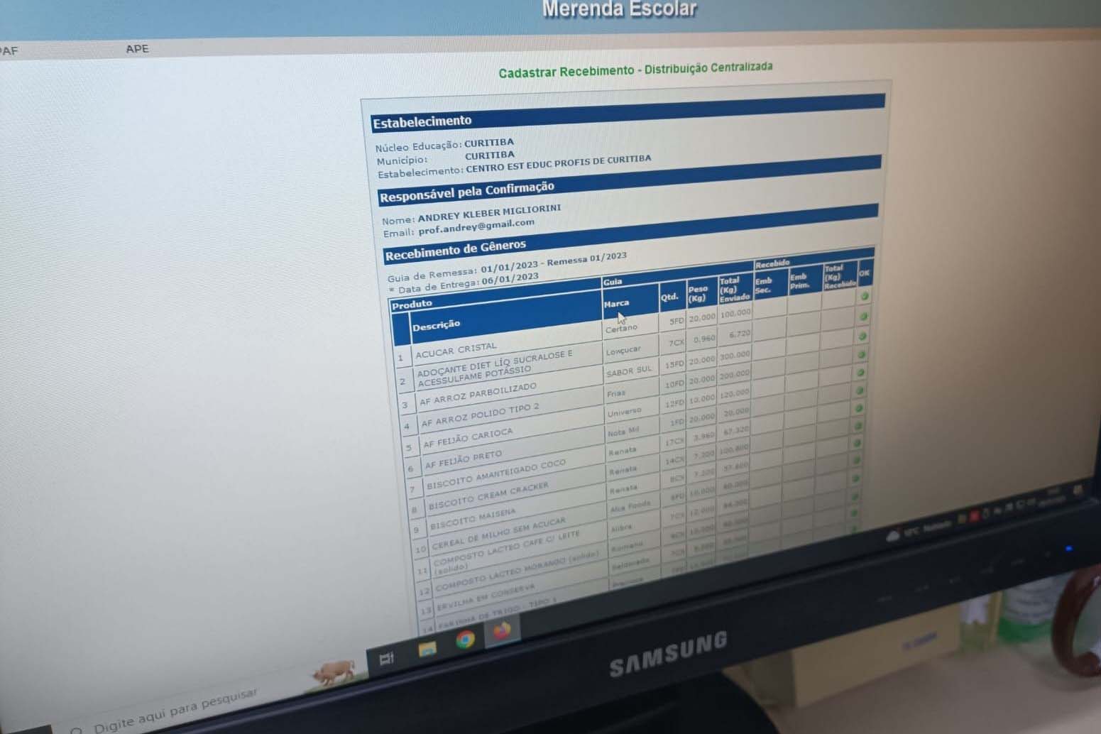 Entrega da Primeira Remessa da Alimentação Escolar