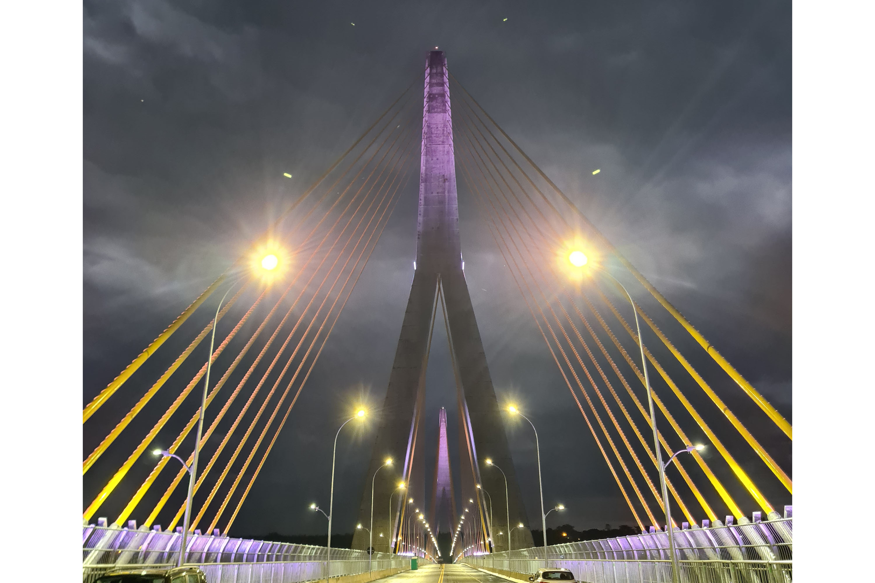 Teste de iluminação cênica marca fim dos trabalhos na Ponte da Integração Brasil