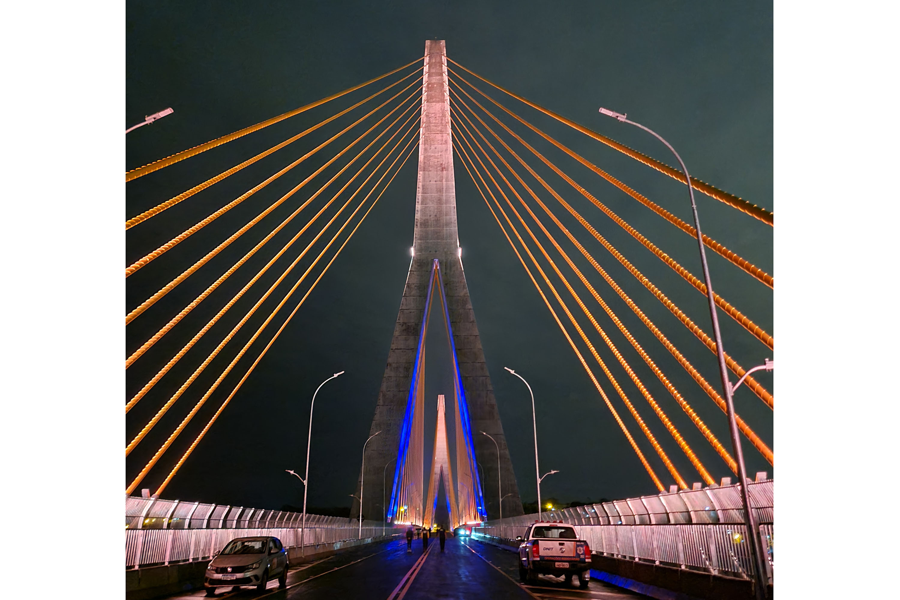 Teste de iluminação cênica marca fim dos trabalhos na Ponte da Integração Brasil