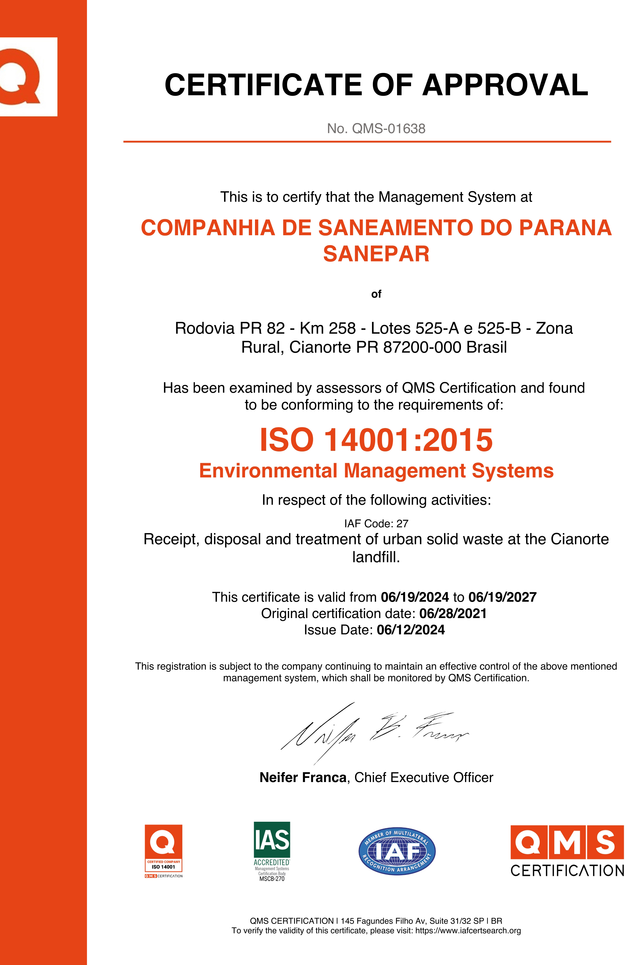 SANEPAR ATERRO SANITÁRIO CIANORTE