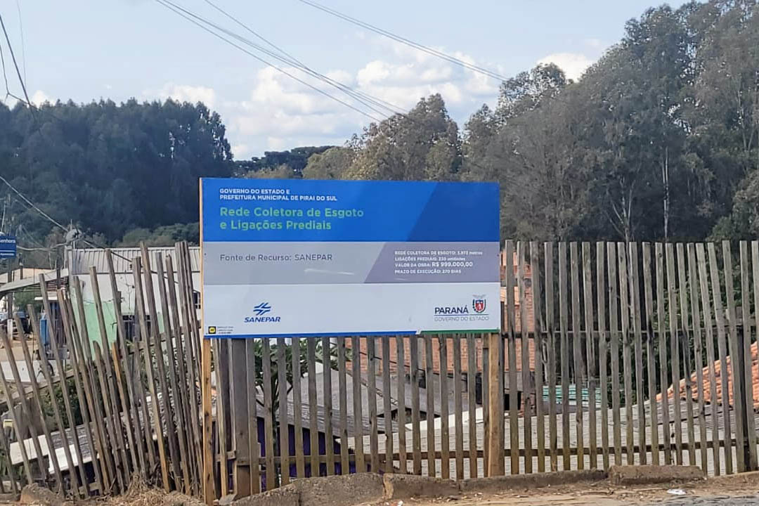 Ampliação da rede de esgoto atenderá 230 famílias em Piraí do Sul