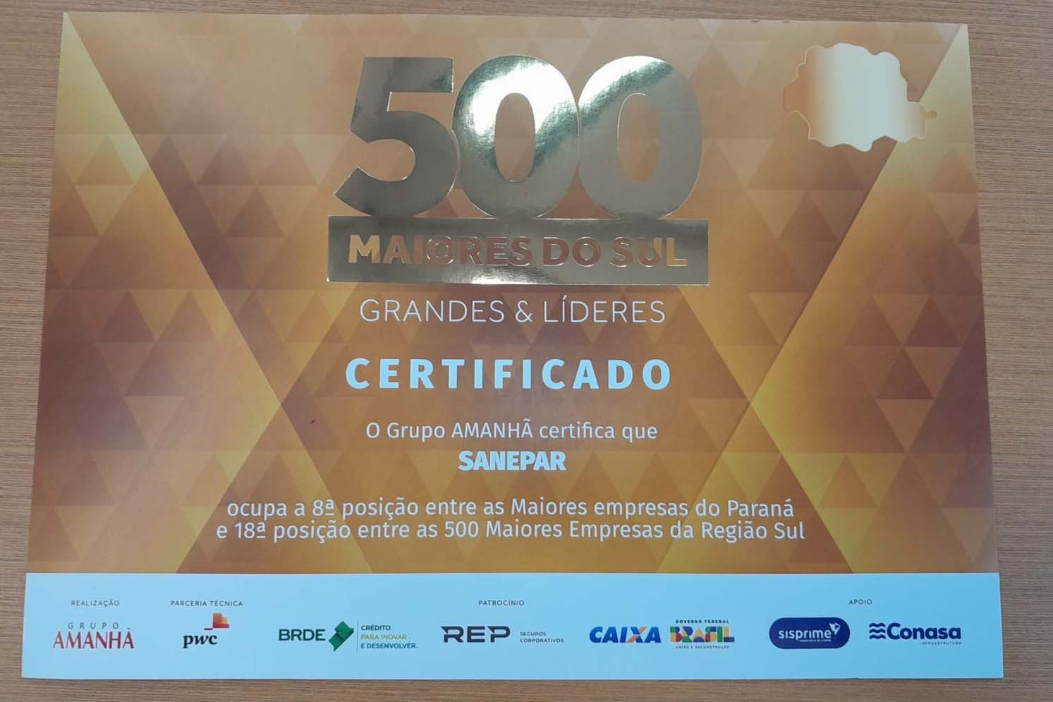 Sanepar é campeã no Setor de Serviços Públicos no Paraná, no ranking da Revista Amanhã