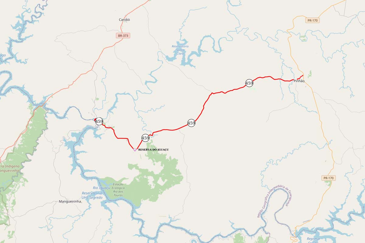 PR-459 entre Reserva do Iguaçu e Pinhão