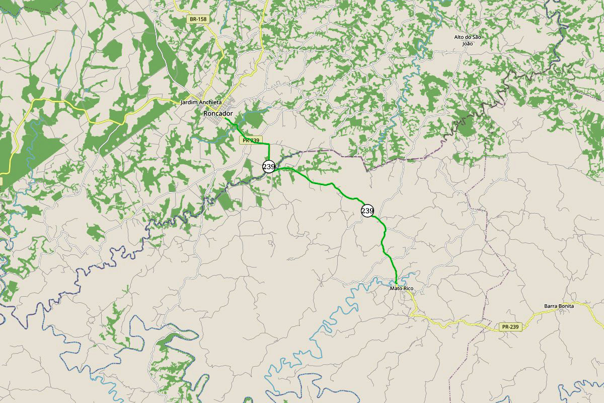 PR-239 pavimentação Mato Rico - Roncador