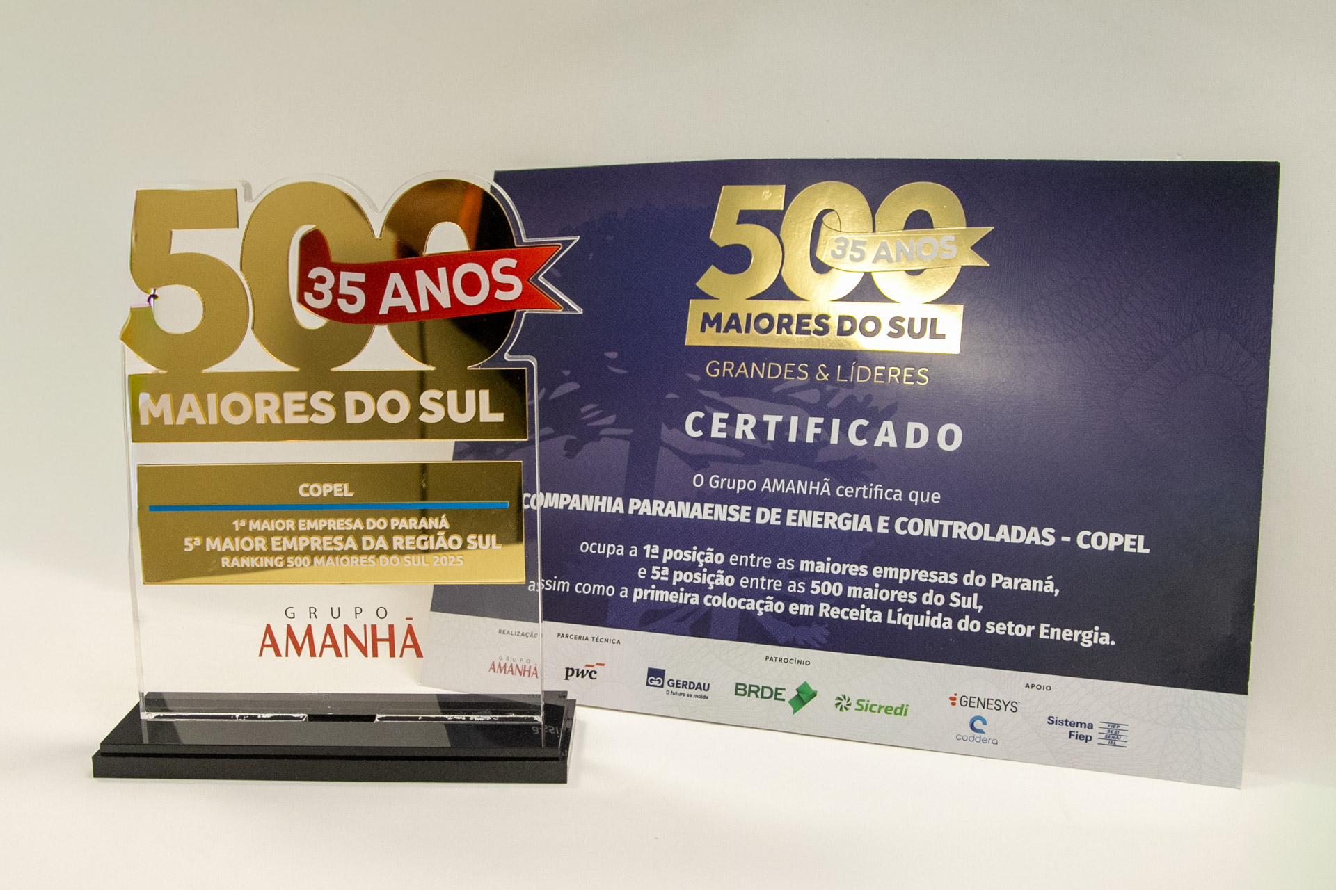 Copel é maior empresa do Paraná e a 5ª maior do Sul no ranking das 500 maiores da região