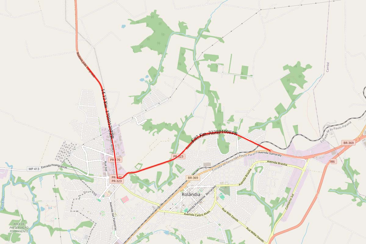 PR-323 e PR-170 mapa da duplicação em Rolândia