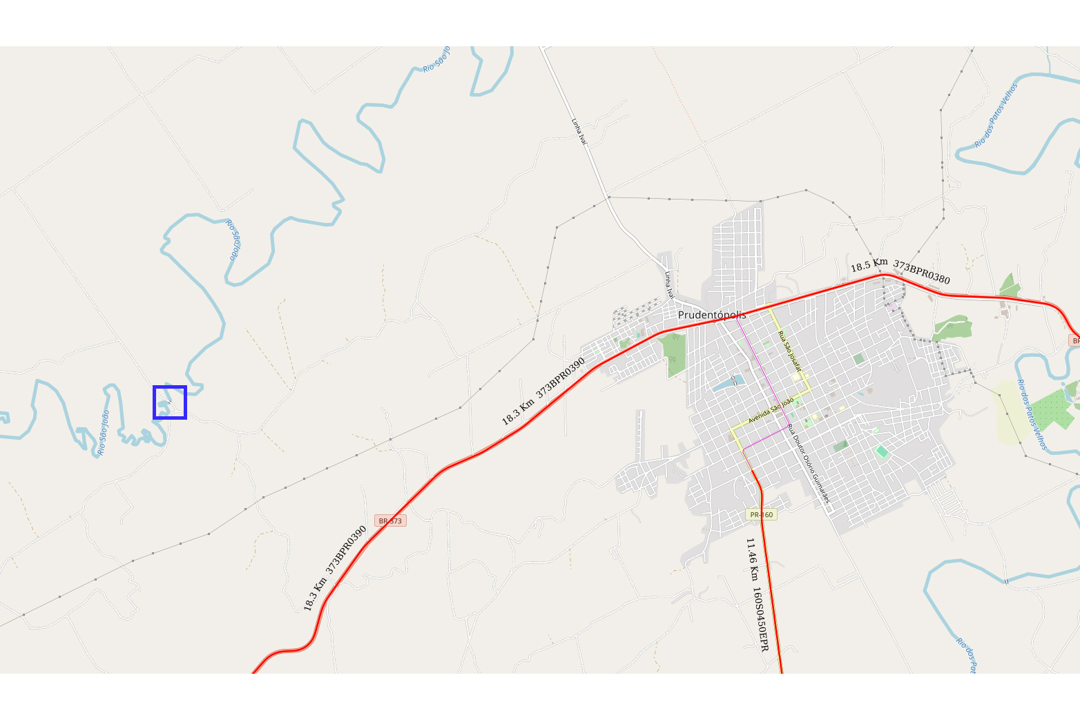 Ponte Rio São João em Prudentópolis (mapa)