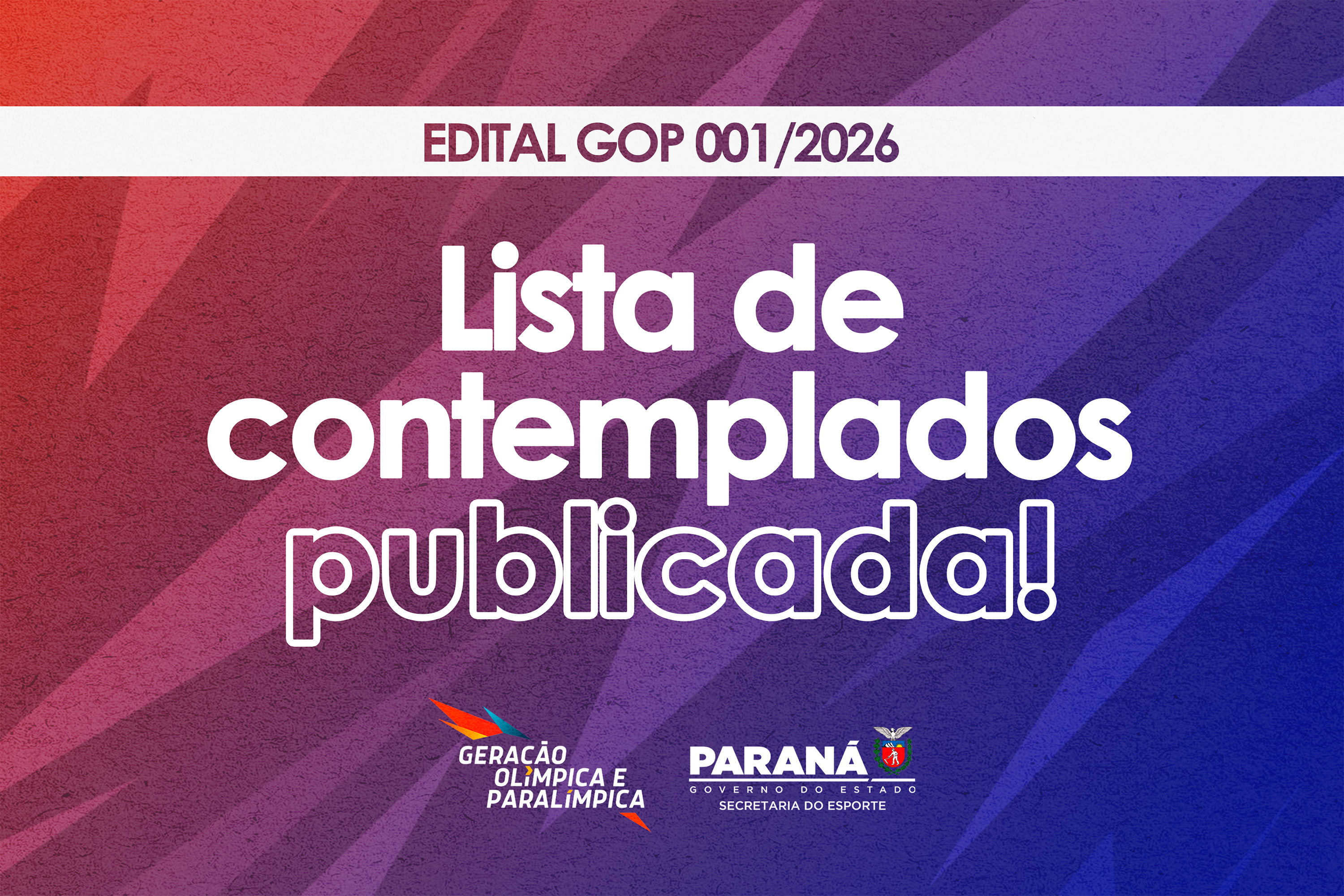 Estado divulga lista dos contemplados no Geração Olímpica e Paralímpica