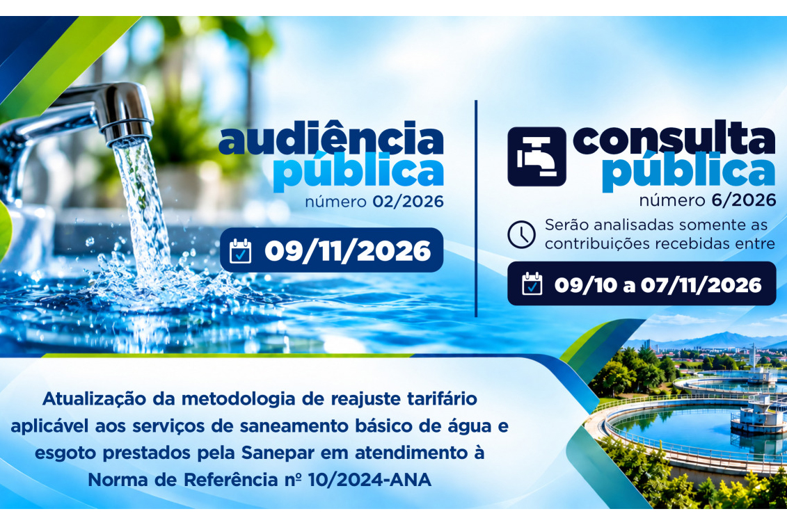 AGEPAR - Consulta e Audiência Públicas terão como pauta metodologia de reajuste anual das tarifas de água e esgoto da Sanepar