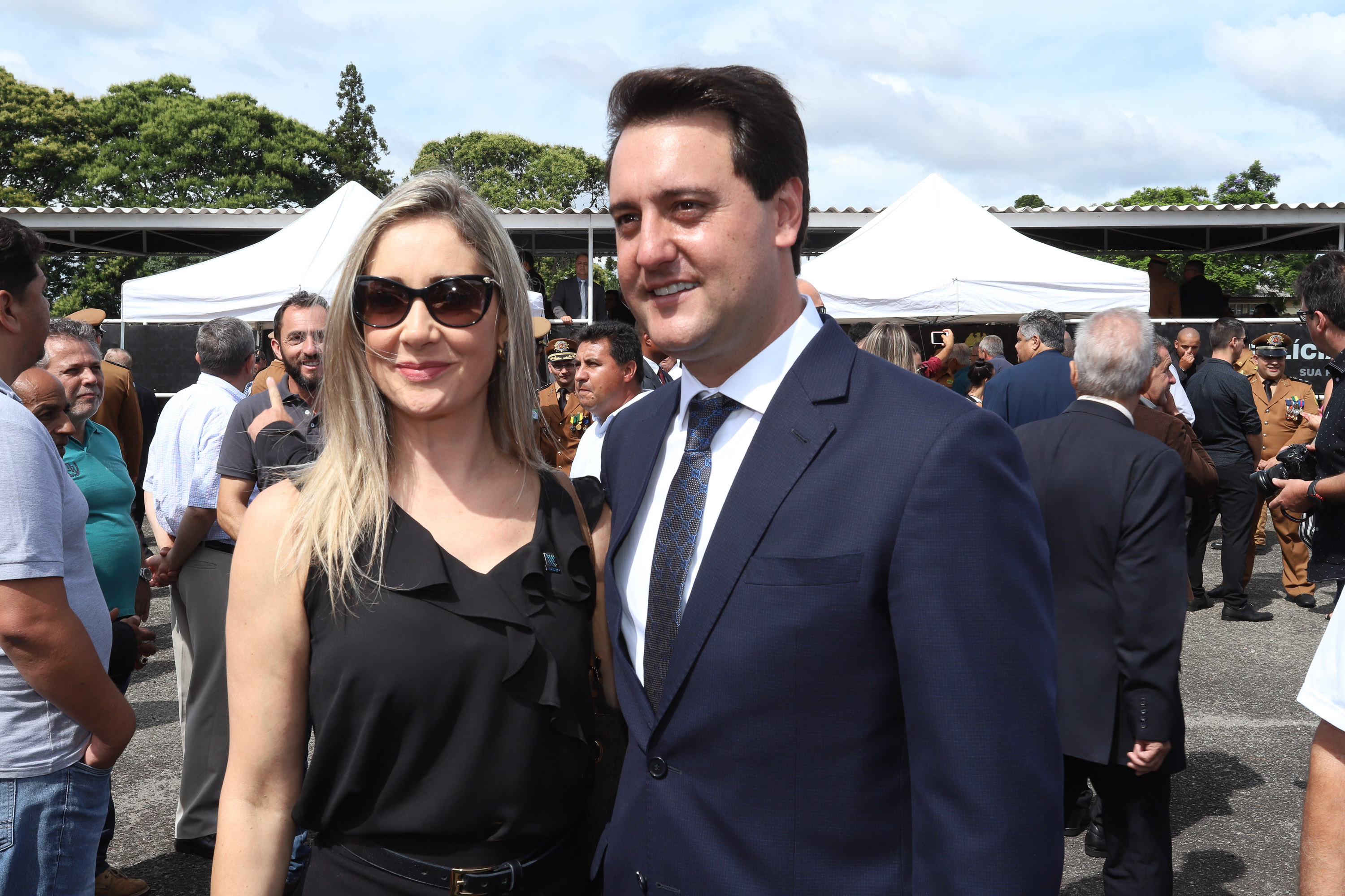 Governador Carlos Massa Ratinho Júnior participa da cerimônia de troca de comando da Polícia Militar do Paraná. O novo camandante-geral é o coronel Péricles de Matos. Ele substitui no cargo a coronel Audilene Dias Rocha. - Curitiba, 08/01/2019 - Foto: Rodrigo Félix Leal