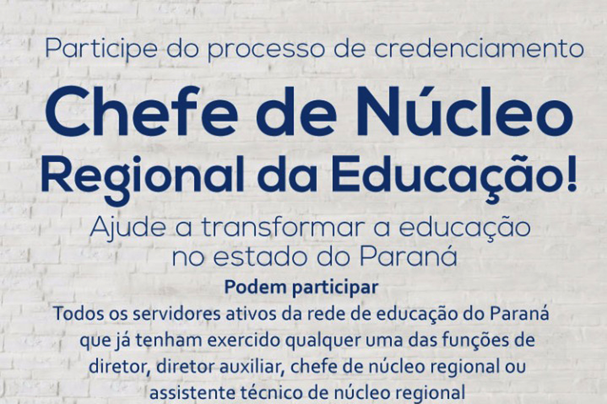 Começam nessa sexta-feira (18) as inscrições para o processo de credenciamento para escolha dos 32 novos Chefes dos Núcleos Regionais de Educação do Paraná. - Curitiba, 16/01/2019 - Foto: Divulgação Educação