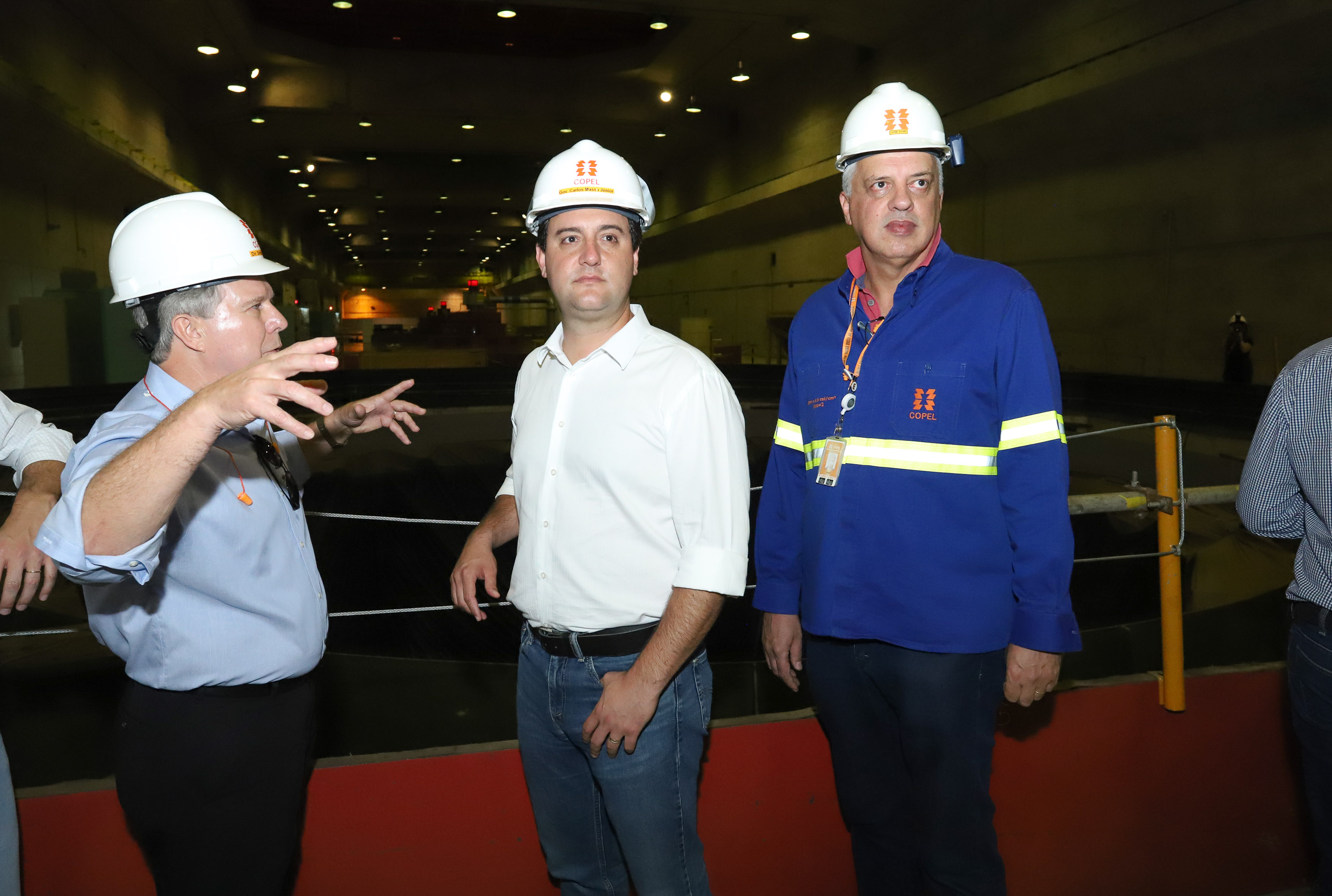 Governador Carlos Massa Ratinho Junior, acompanhado do presidente da Copel, Daniel Pimentel, visita a Usina Governador Bento Munhoz da Rocha Netto (Foz do Areia), no município de Pinhão - Pinhão, 22/01/2019 - Foto: Rodrigo Félix Leal