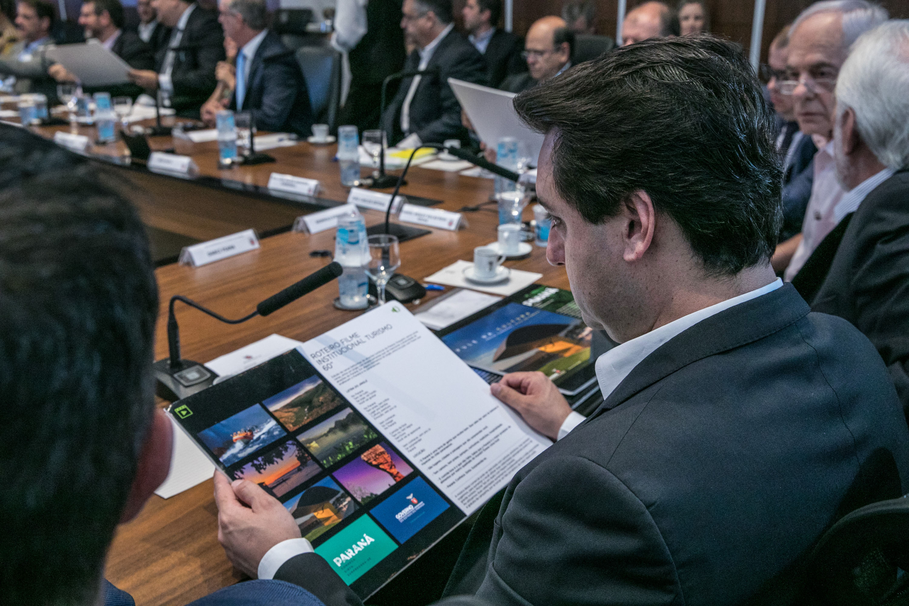 As futuras campanhas que o Governo do Paraná vai realizar para fortalecer o turismo do Paraná foram apresentadas nesta terça-feira (29) na reunião do governador Carlos Massa Ratinho Junior com o secretariado. Curitiba,29/01/2019 - Foto: Maurílio Cheli/ANPrr