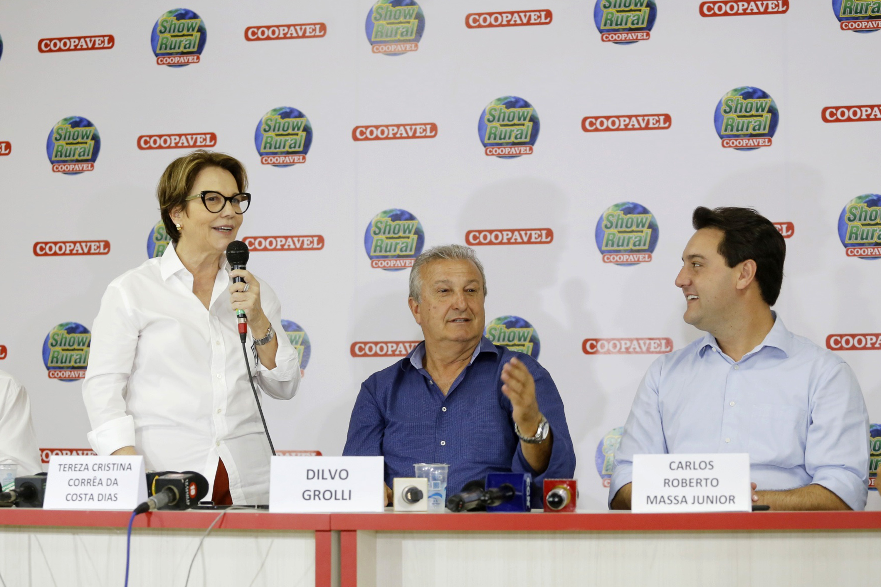 O governador Carlos Massa Ratinho Junior recebe a ministra da Agricultura, Pecuária e Abastecimento, Tereza Cristina, no Show Rural Coopavel. - Cascavel, 08/02/2019 - Foto: Arnaldo Alves/ANPr