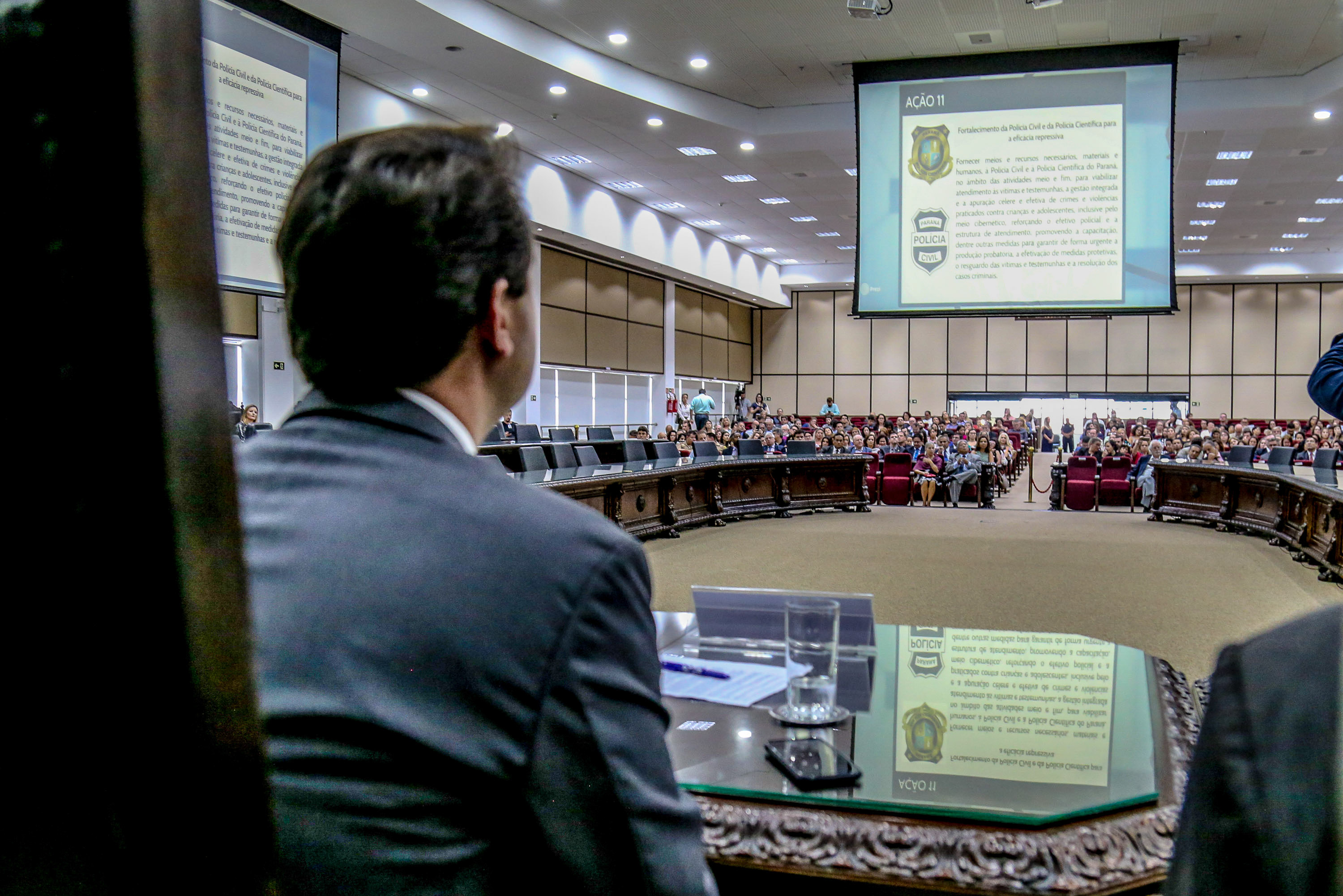 O governador Carlos Massa Ratinho Junior participa da solenidade que formaliza a Força-Tarefa Infância Segura de Prevenção e Combate a Crimes Contra a Criança, nesta quinta-feira (21) no Palácio da Justiça. Curitiba, 21/02/2019 - Foto: Geraldo Bubniak/ANPr