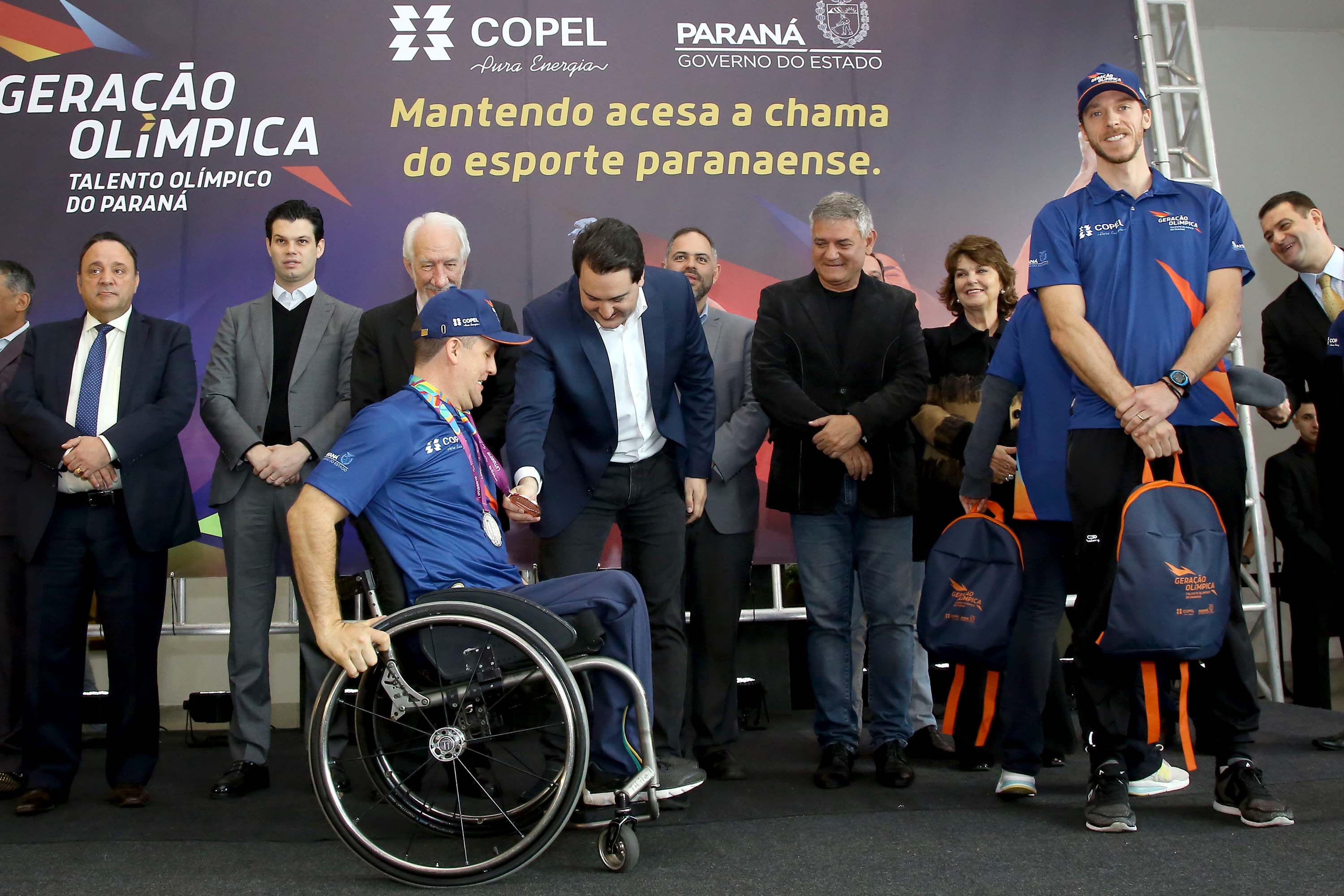 O governador Carlos Massa Ratinho Junior anunciou nesta segunda-feira (02), no Palácio Iguaçu, a nova fase do programa de apoio à formação de atletas olímpicos. Patrocinado pela Copel, o ?Geração Olímpica? é o maior programa de bolsa-atleta do País. Curitiba,02/09/2019 Foto:Jaelson Lucas / AEN
