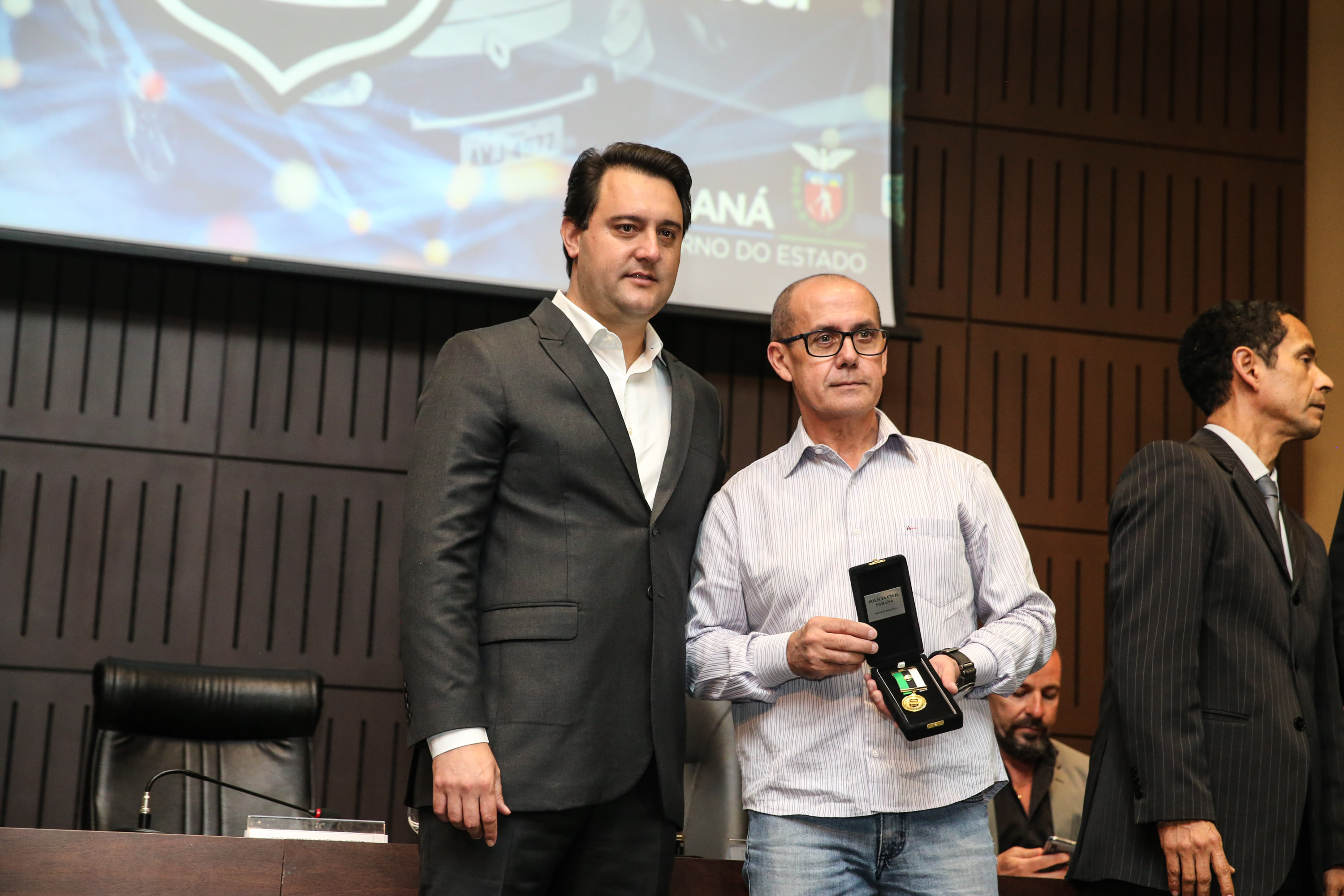 O governador Carlos Massa Ratinho Junior participa nesta segunda-feira (30), da comemoração do aniversário de 166 anos da Polícia Civil no Paraná na sede da OAB Paraná, em Curitiba .   30/09/2019 - Foto: Geraldo Bubniak/AEN