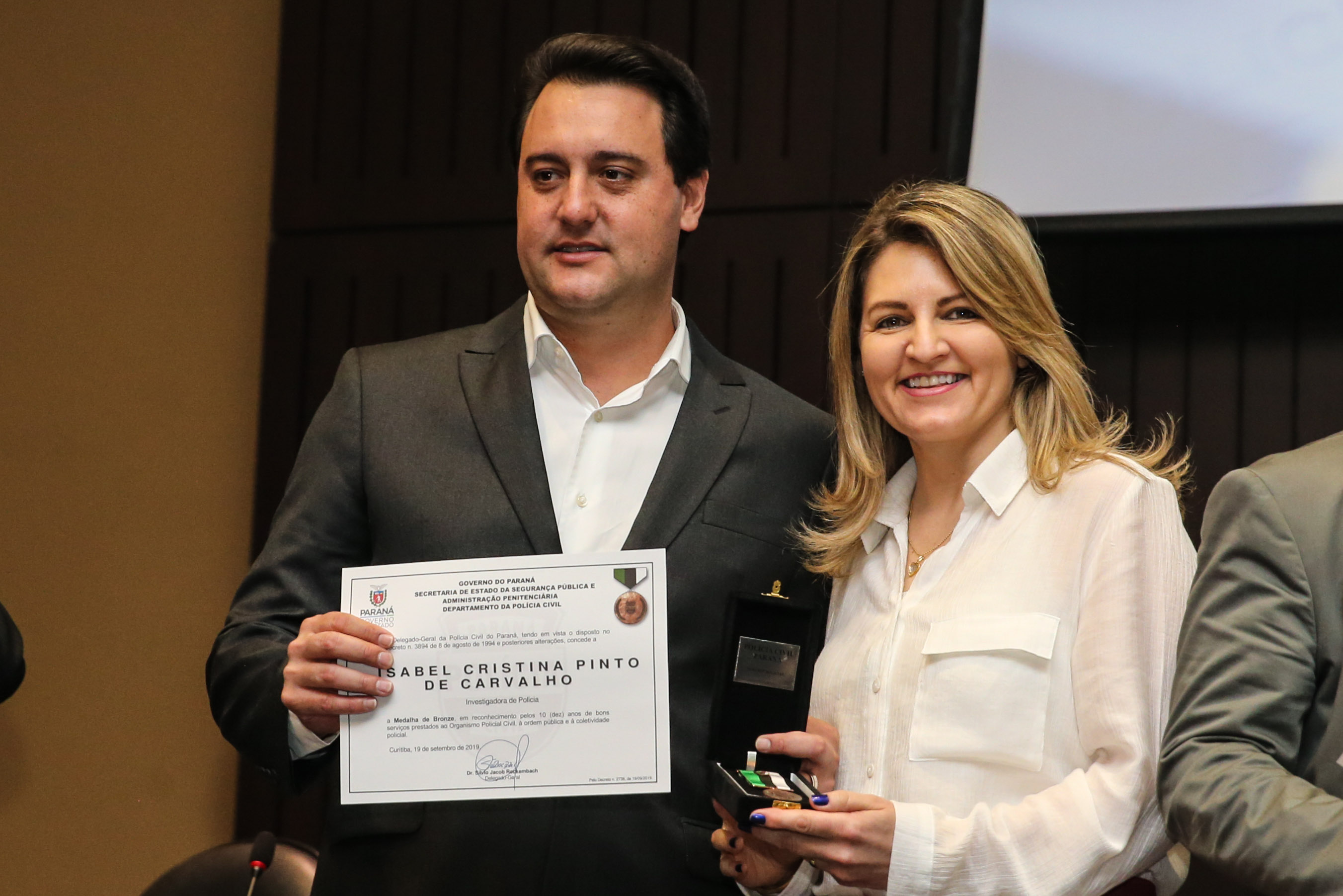 O governador Carlos Massa Ratinho Junior participa nesta segunda-feira (30), da comemoração do aniversário de 166 anos da Polícia Civil no Paraná na sede da OAB Paraná, em Curitiba .   30/09/2019 - Foto: Geraldo Bubniak/AEN
