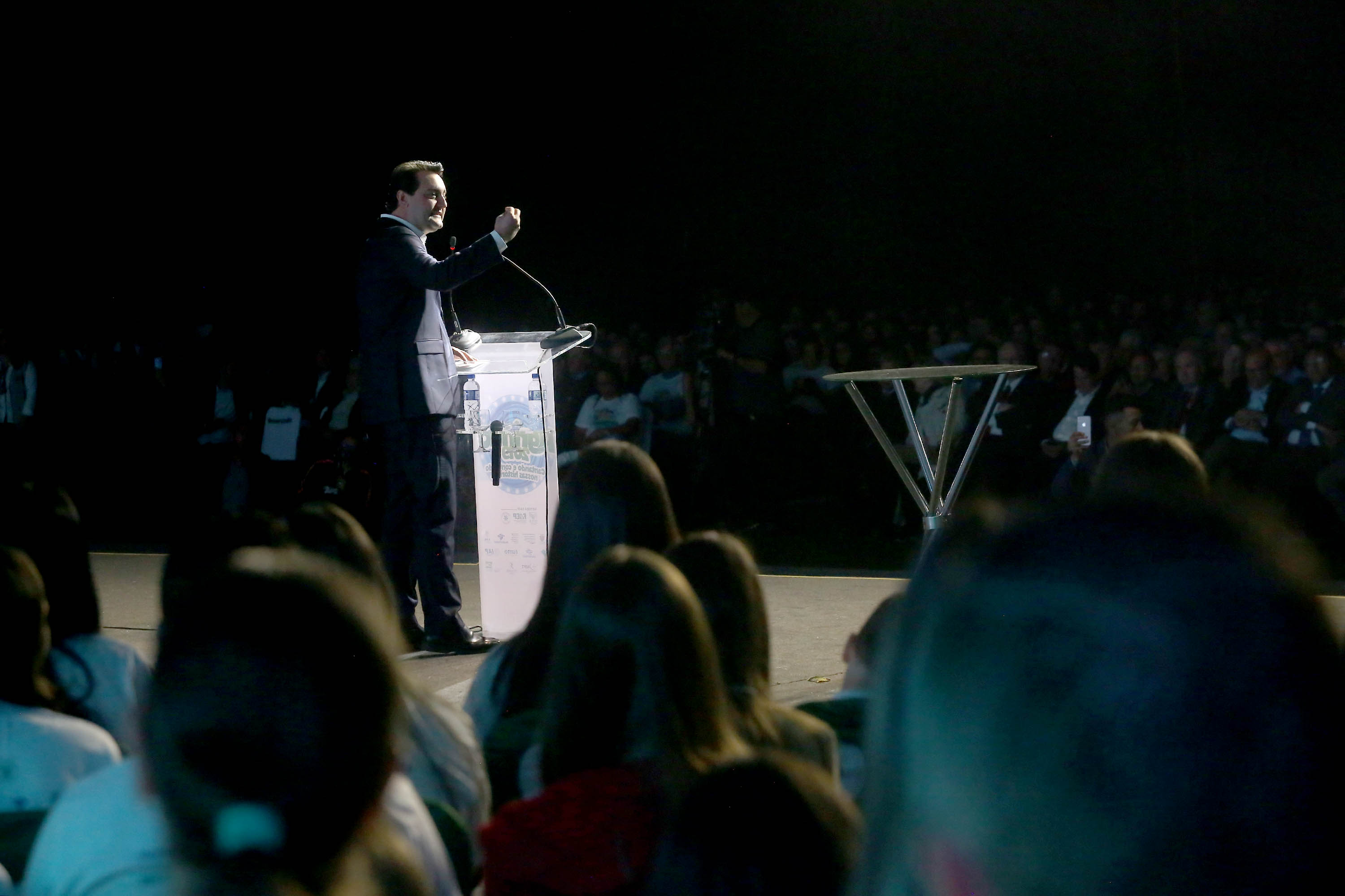 O governador Carlos Massa Ratinho Junior particiou nesta segunda-feira (21) do evento de premiação do Concurso Agrinho 2019. Promovido pela Federação da Agricultura do Paraná (Faep), com a parceria do Governo do Estado, o programa envolve, todo ano, aproximadamente 800 mil alunos e mais de 50 mil professores. Pinhais,21/10/2019 Foto:Jaelson Lucas / AEN