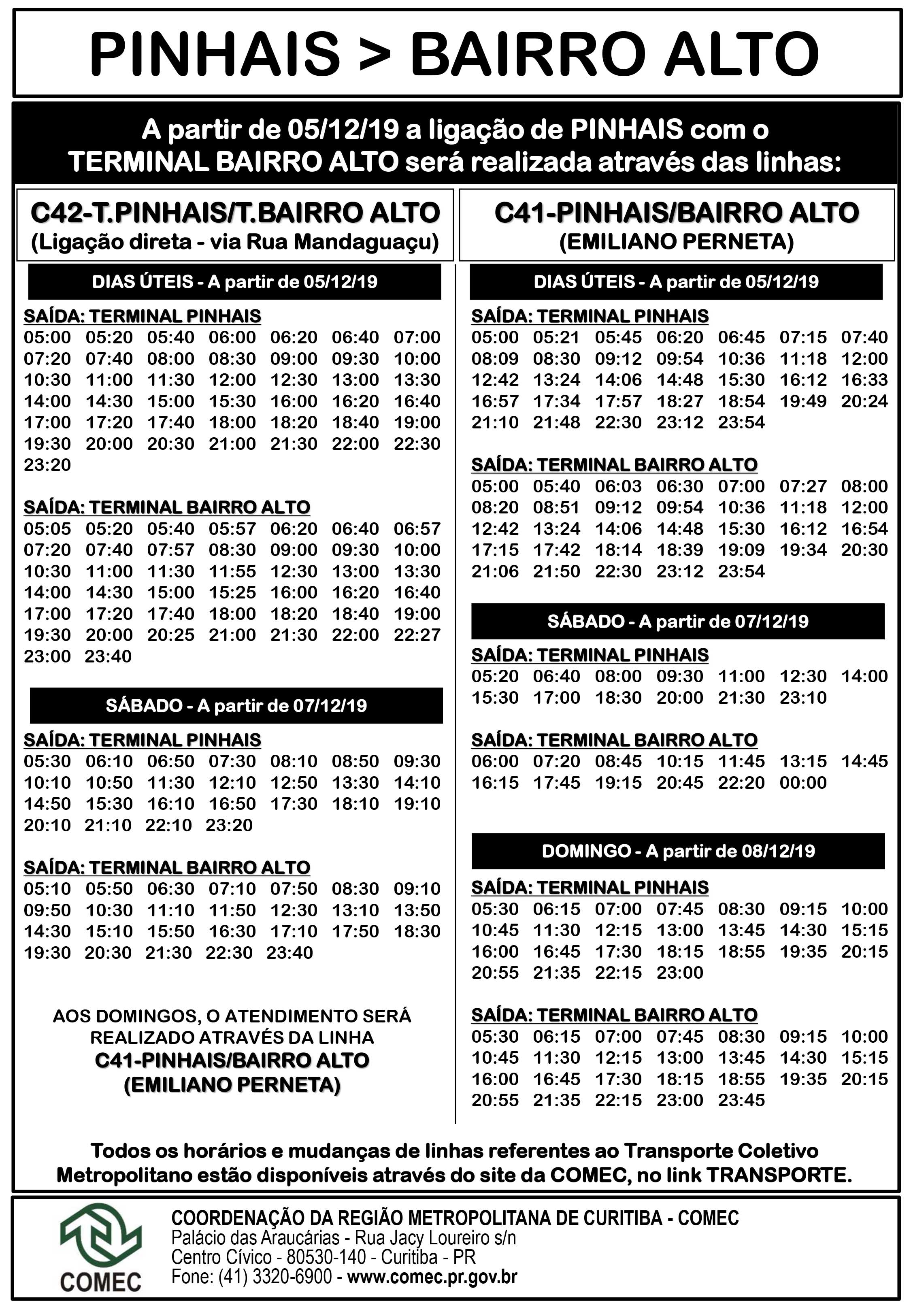 Ajustes em linhas de Pinhais reduzem tempo de trajeto quase pela metade
