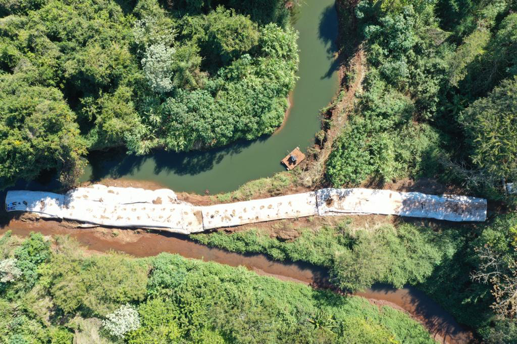 Sanepar faz dragagem e armazenamento de resíduos do Rio Cascavel. Foto:Sanepar