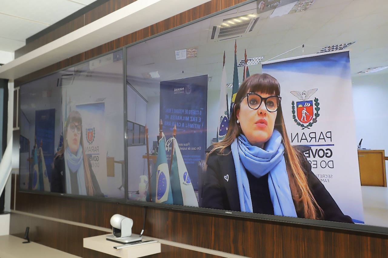 A Secretaria da Justiça, Família e Trabalho do Paraná transmitiu nesta quinta-feira, uma “Live” apresentando o 4º Seminário de Enfrentamento ao Tráfico de Pessoas. FOTO:SEJUF