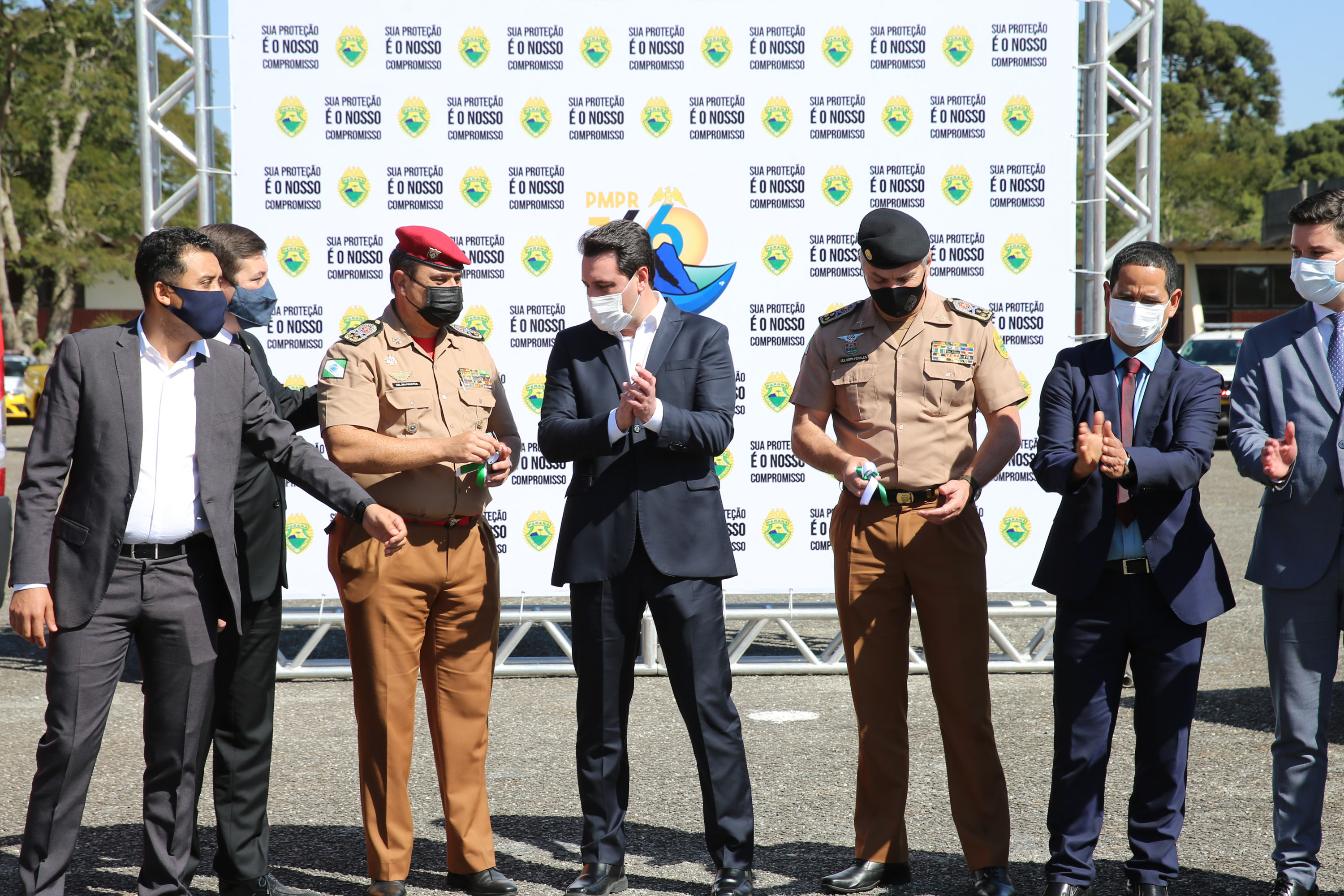 O Governador Carlos Massa Ratinho Junior entrega nesta segunda-feira (10/08), a reforma, melhorias e ampliacao da Academia Policial Militar do Guatupê - bloco 3 e novas  viaturas.  Curitiba, 10/08/2020 - Foto: Geraldo Bubniak/AEN