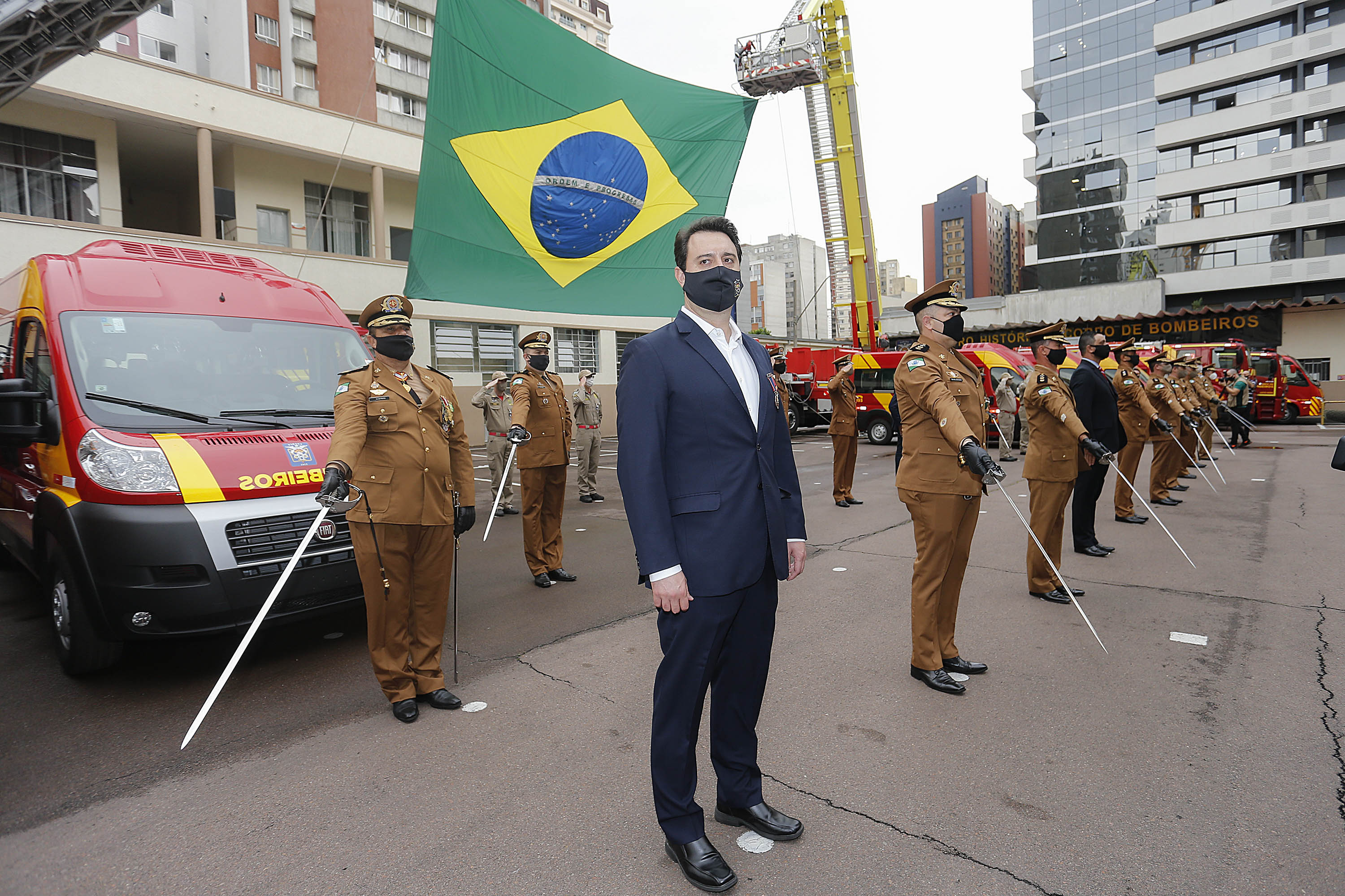 Curitiba-08-10-2020 - Governador Carlos Massa Ratinho Junior, participa do 108° Aniversário do Corpo de Bombeiros da Polícia Militar do Paraná- Foto : Jonathan Campos / AEN