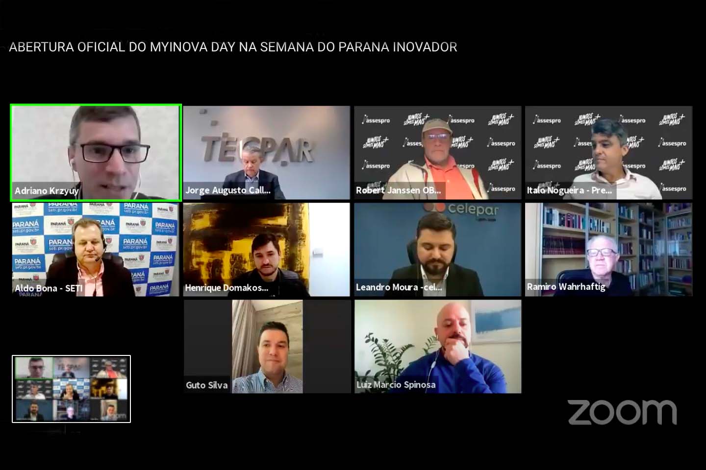 Anúncio foi feito pelo chefe da Casa Civil, Guto Silva, na abertura da Semana de Inovação do Paraná, que vai até sábado (12). Quatro grandes eventos, totalmente online e gratuitos, serão realizados nesses seis dias.  
Imagem: Reprodução Youtube
