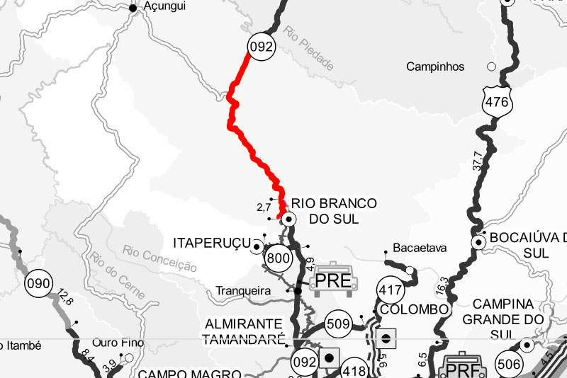 O Departamento de Estradas de Rodagem do Paraná (DER/PR) realizou melhorias em 7,6 quilômetros da PR-092, no trecho entre Rio Branco do Sul e a ponte sobre o Rio Piedade, na Região Metropolitana de Curitiba.  -  Curitiba, 23/02/2021  -  Foto: Divulgação DER