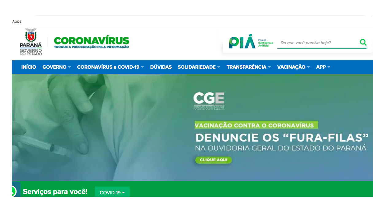 Site da Covid-19 registra mais de 3 milhões de visualizações. Campanha já teve 1,5 milhão de usuários únicos e 3 milhões de visualizações, fortalecendo a transparência do Governo do Estado sobre os dados da pandemia. Ele foi criado três dias após a confirmação dos primeiros casos de Covid-19 no Paraná, em 15 de março, e completará um ano nesta segunda.  -  Curitiba, 12/03/2021  -  Foto: AEN