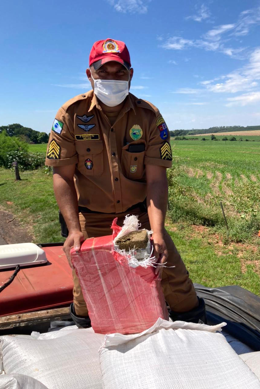 Mais de 4,7 toneladas de maconha foram apreendidas por policiais militares do Batalhão de Polícia Rodoviária (BPRv) durante uma abordagem de rotina. A apreensão, que é a maior do ano, começou por volta de 12h30 de quinta-feira (25/03) na cidade de Iporã, no Noroeste do estado, e resultou na prisão de um homem. A droga estava escondida em uma carga de chia. Curitiba, 25/03/2021 - Foto: Divulgação SESP