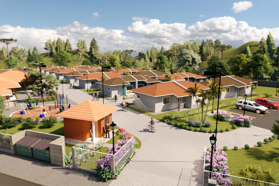 A cidade de Telêmaco Borba, na região dos Campos Gerais, terá até o fim de 2021 o seu primeiro condomínio dos idosos. Serão investidos R$ 3,8 milhões em recursos do Governo do Estado para a construção de 40 moradias a pessoas com 60 anos ou mais, dentro do programa Viver Mais Paraná. -  Foto/Arte: Cohapar