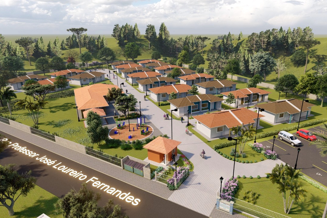 A cidade de Telêmaco Borba, na região dos Campos Gerais, terá até o fim de 2021 o seu primeiro condomínio dos idosos. Serão investidos R$ 3,8 milhões em recursos do Governo do Estado para a construção de 40 moradias a pessoas com 60 anos ou mais, dentro do programa Viver Mais Paraná. -  Foto/Arte: Cohapar