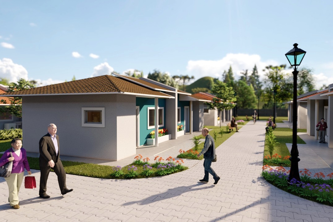 A cidade de Telêmaco Borba, na região dos Campos Gerais, terá até o fim de 2021 o seu primeiro condomínio dos idosos. Serão investidos R$ 3,8 milhões em recursos do Governo do Estado para a construção de 40 moradias a pessoas com 60 anos ou mais, dentro do programa Viver Mais Paraná. -  Foto/Arte: Cohapar