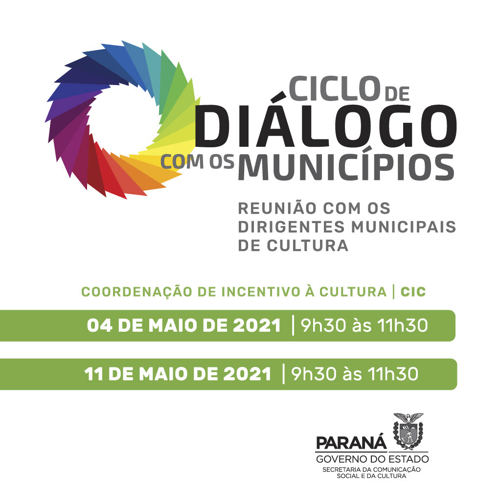 A Secretaria da Comunicação Social e da Cultura e a Superintendência-Geral da Cultura realizam nesta terça-feira, das 9h30 às 11h30, mais um Ciclo de Diálogo com os Municípios.  -  Curitiba, 03/05/2021  -  Foto: SECC
