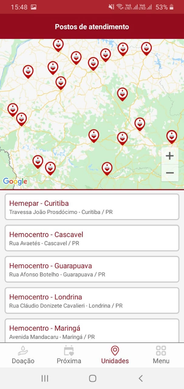 O Centro de Hematologia e Hemoterapia do Paraná (Hemepar) em parceria com o Instituto das Cidades Inteligentes (ICI), lançou uma nova versão do Hemogram, aplicativo colaborativo para celular que promove e incentiva a doação de sangue.  -  Curitiba, 15/07/2021  -   Foto: Hemepar/App Hemogram
