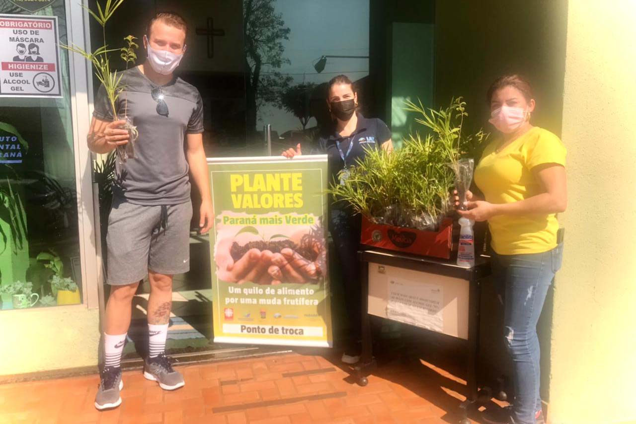 Os moradores de Campo Mourão podem contribuir para a campanha solidária do Instituto Água e Terra (IAT) na doação de um quilo de alimento em troca de uma muda de árvore nativa.  -  Curitiba, 10/08/2021  -  Foto: SEDEST