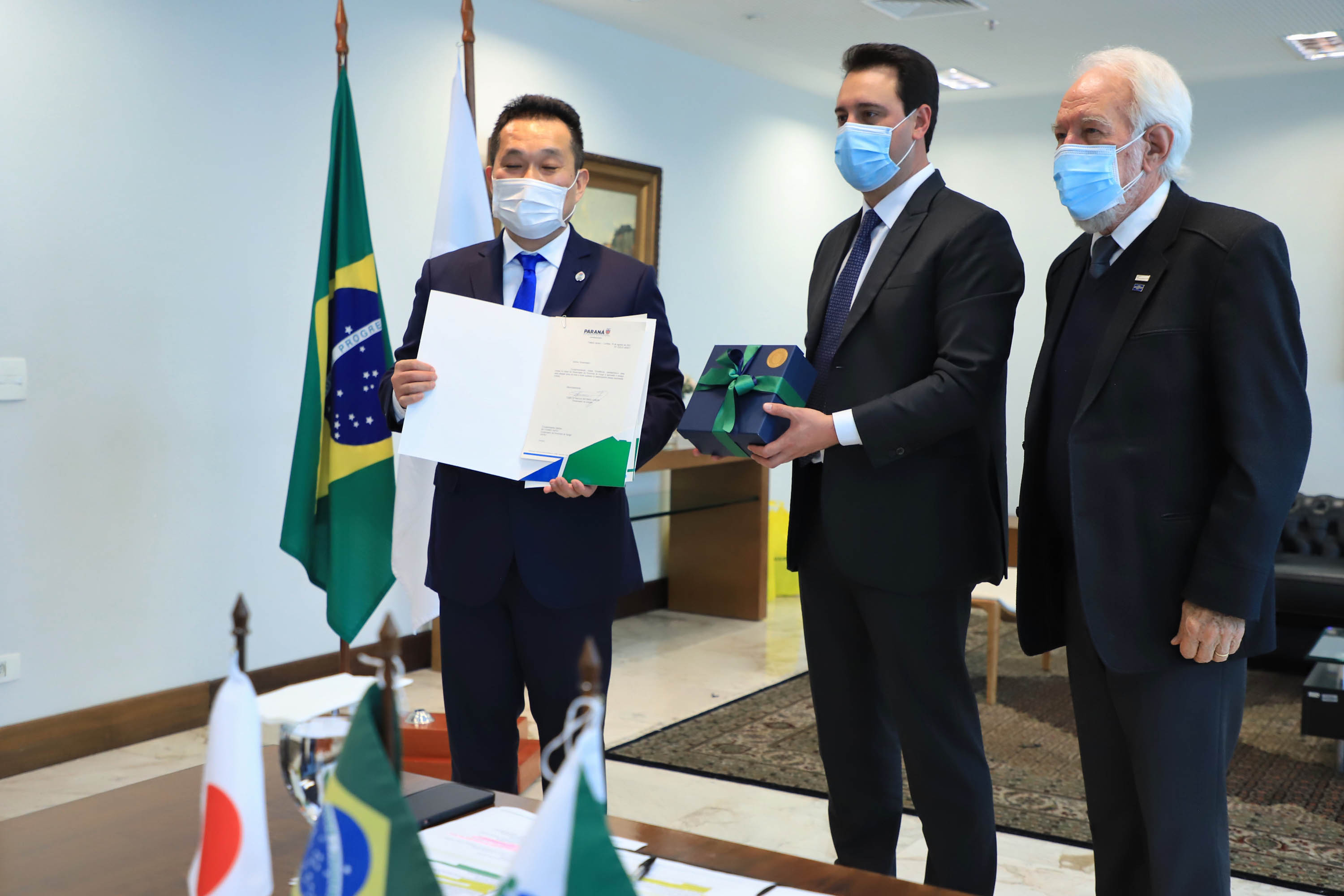 Governador Carlos Massa Ratinho Junior recebe anúncio de investimentos pela Sumitomo Rubber do Brasil e apresentação de empresas japonesas. Palácio Iguaçu, Curitiba, 17/agosto/2021. - Foto: José Fernando Ogura/AEN