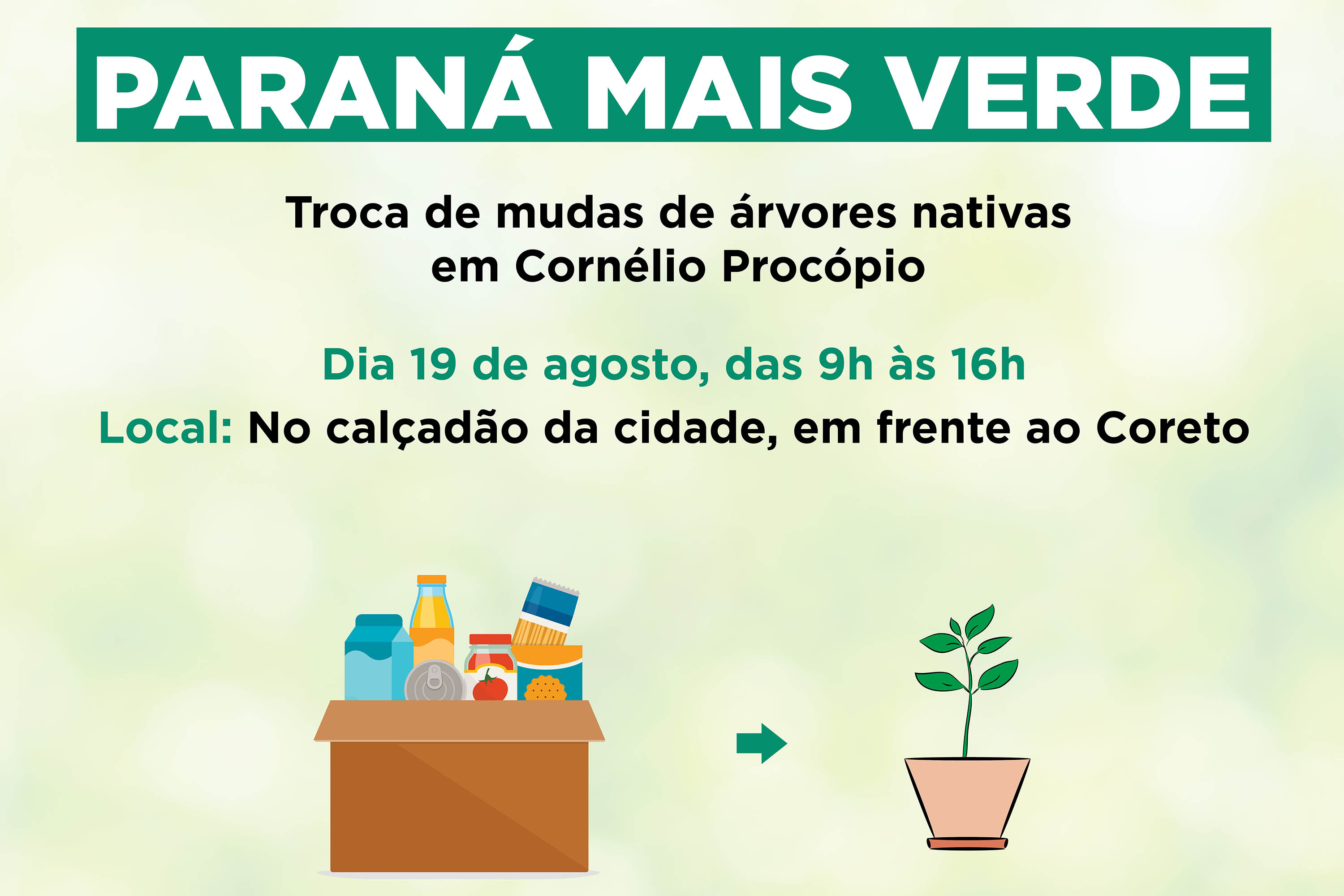 Moradores de Cornélio Procópio podem trocar alimentos por mudas de árvores nativas  -  Foto: SEDEST