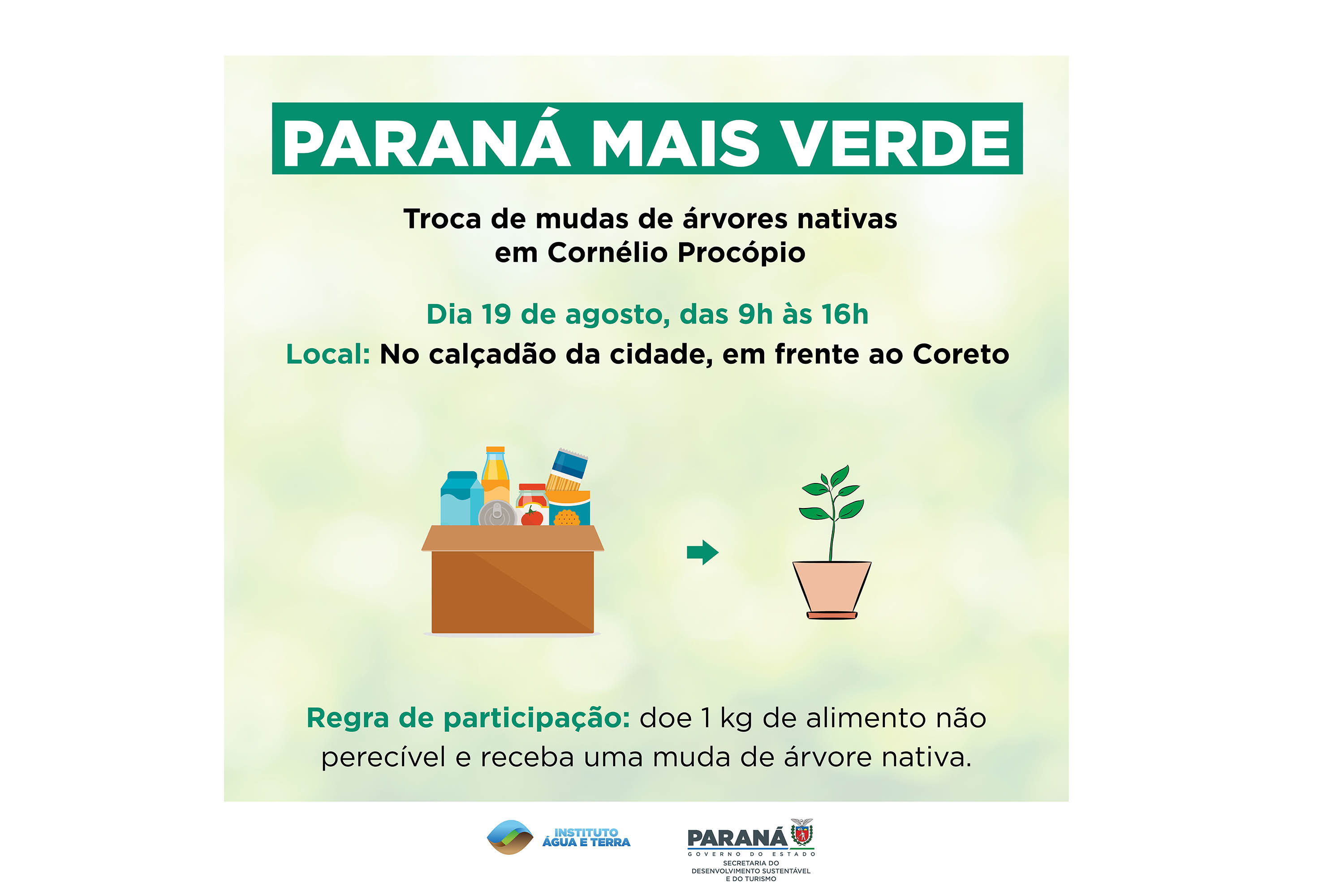 Moradores de Cornélio Procópio podem trocar alimentos por mudas de árvores nativas  -  Foto: SEDEST