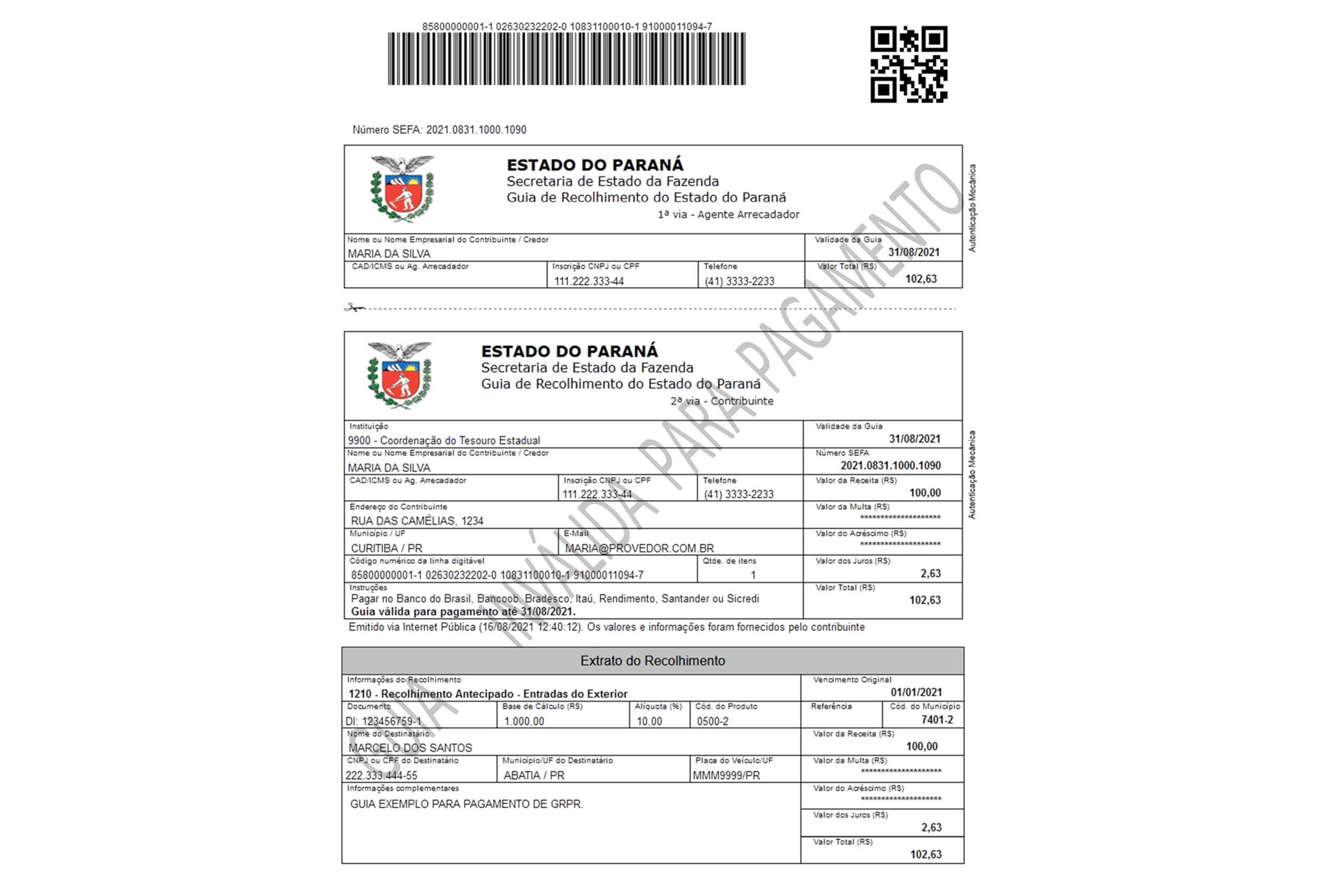 Modernizar o sistema da guia de pagamento de taxas e tributos estaduais, trazer maior clareza na disposição das informações do documento e adequar às novas necessidades, tais como o Pix, são mudanças implementadas pela Secretaria da Fazenda e Receita Estadual do Paraná que começam a valer a partir de 1 º setembro com a nova Guia de Recolhimento (GRPR).  -  Foto: SEFA