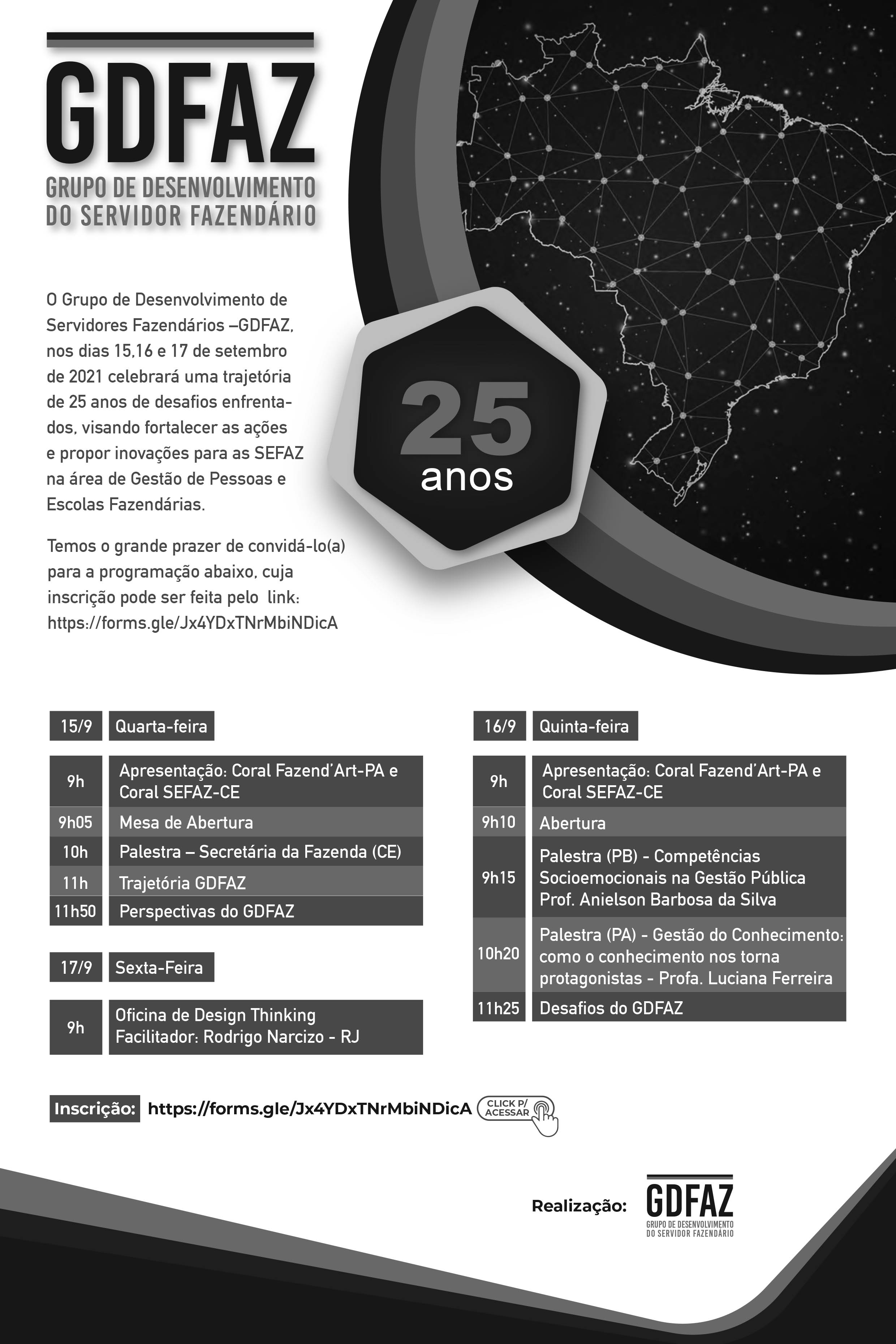 Série de palestras comemora os 25 anos do Grupo de Desenvolvimento de Servidor Fazendário  -  Curitiba, 14/09/2021  -  Foto: SEFA