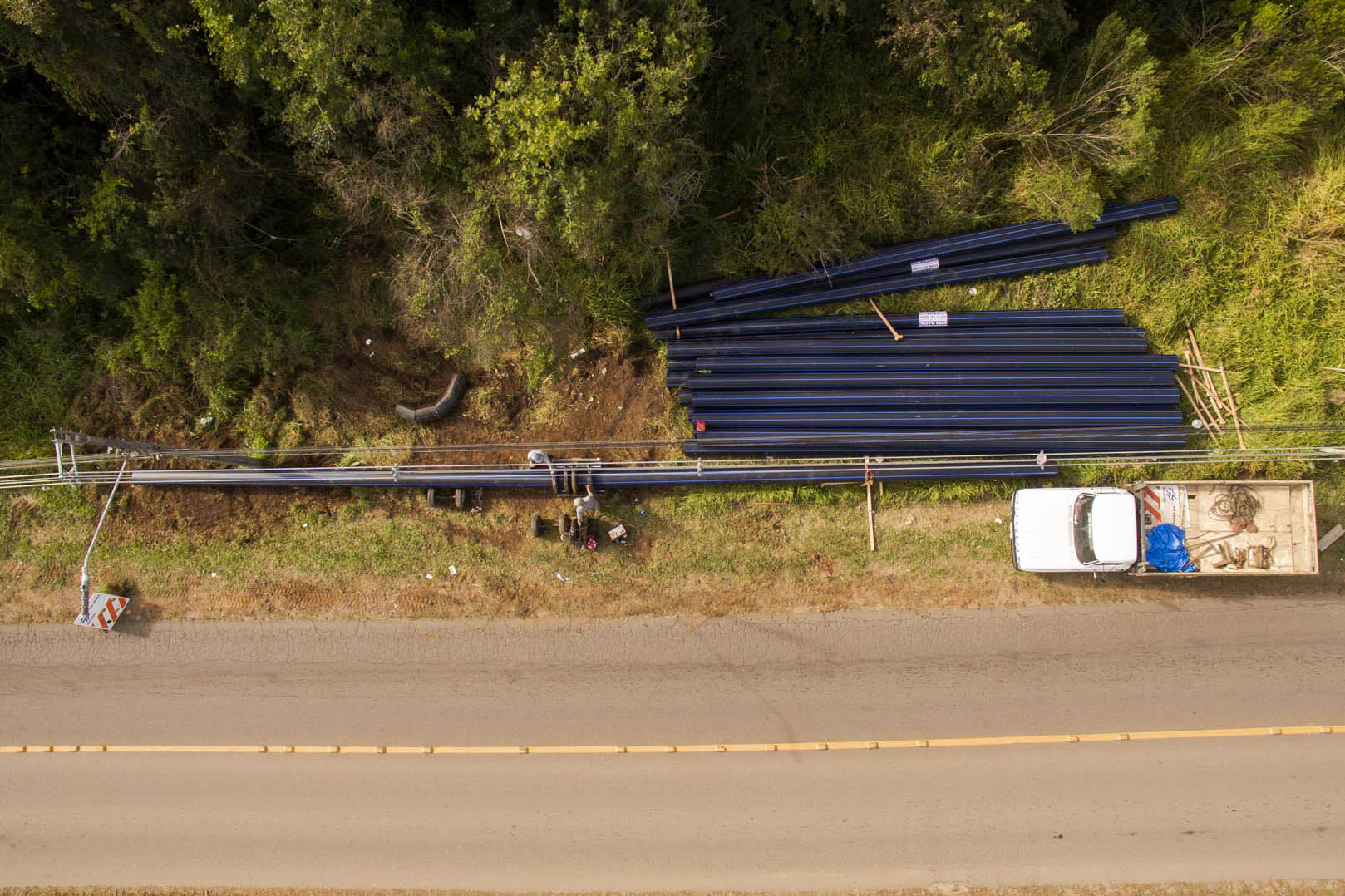 Obra de implantação de adutora que leva água do Rio Verde ao Passaúna  -  Curitiba, 14/09/2021  -  Foto: André Thiago/Sanepar