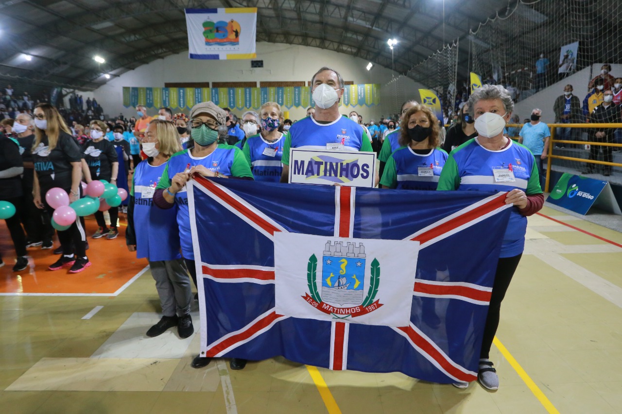 Abertura dos Jogos da Integração do Idoso, em Guaratuba. Foto: Valdelino Pontes/AEN