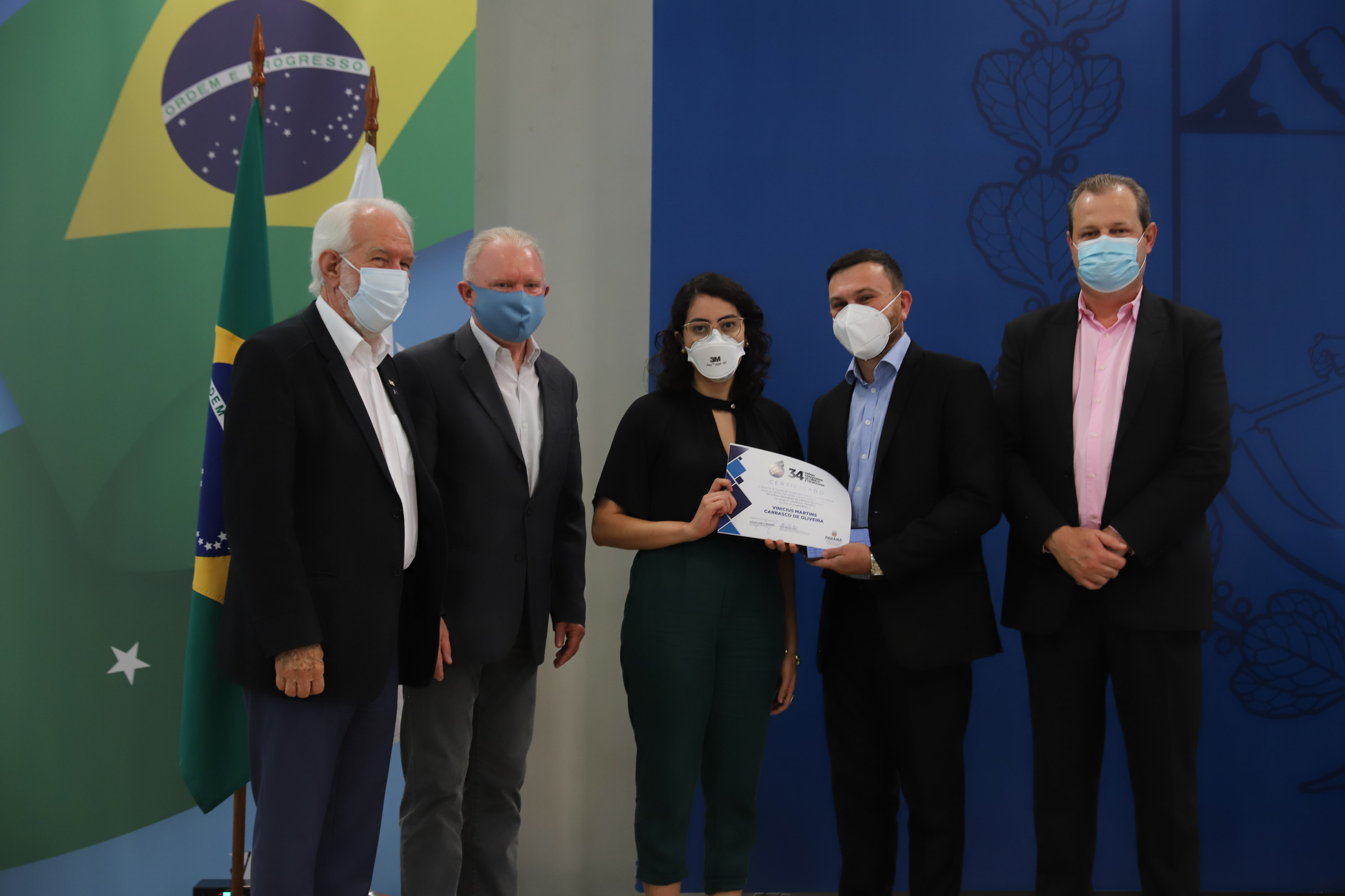 O vice governador Darci Piana e o o superintendente da Ciência, Tecnologia e Ensino Superior, Aldo Bona participam, nesta quinta-feira (28), da entrega do 34 Premio Paranaense de Ciencia e Tecnologia,  no Palacio Iguacu.   Curitiba, 28/10/2021 -  Foto: Geraldo Bubniak/AEN