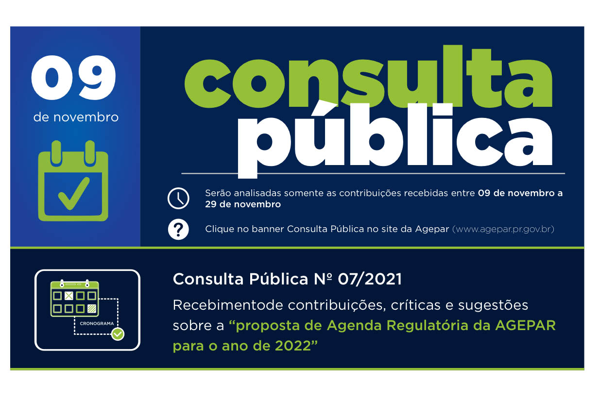 A partir de hoje (09), está aberto o prazo para envio de contribuições que irão auxiliar a Agência Reguladora de Serviços Delegados do Paraná (Agepar) na definição de assuntos prioritários para ser normatizados no próximo ano. - Foto: Agepar
