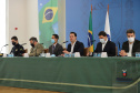 O governador Carlos Massa Ratinho Junior e secretários de Estado apresentam nesta sexta-feira (26), em conjunto com a Polícia Rodoviária Federal, detalhes do plano de operação para o fim da concessão das rodovias paranaenses, que ocorre neste final de semana.  - 26/11/2021 - Foto:Jonathan Campos/AEN